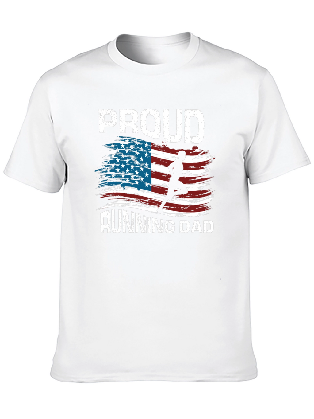 Proud Running Dad T-Shirt Patriotic USA Flag Runner Tee