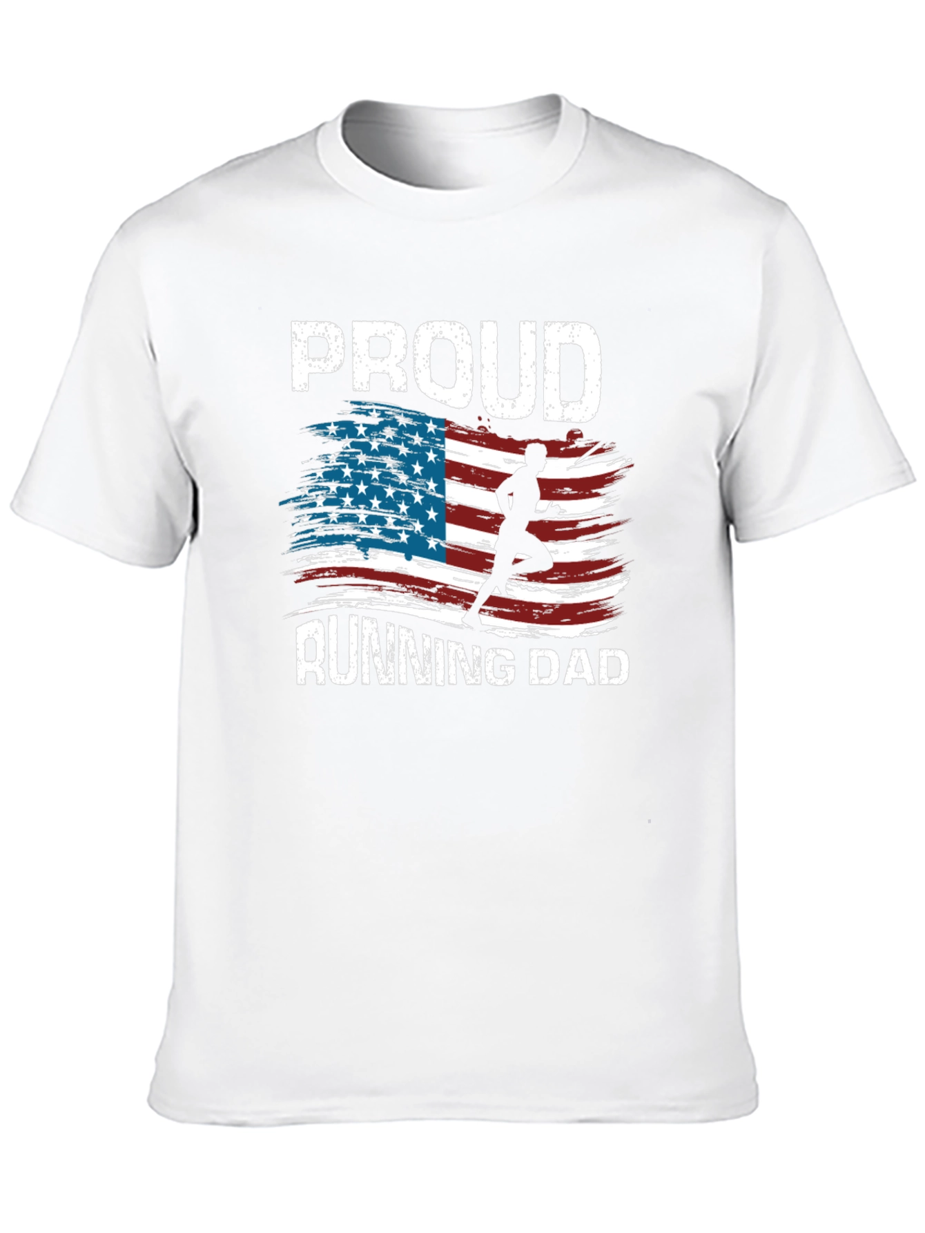Proud Running Dad T-Shirt Patriotic USA Flag Runner Tee