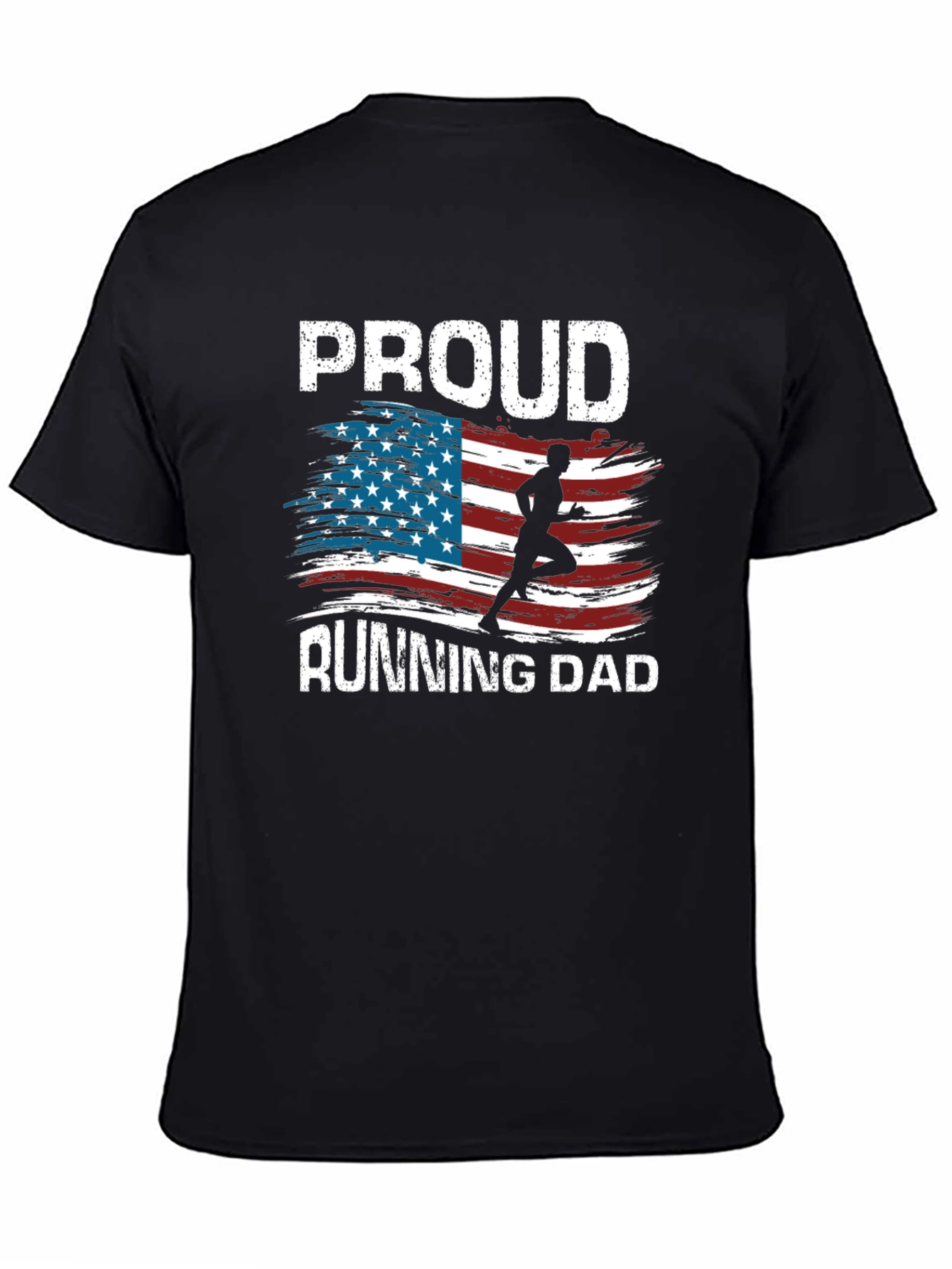 Proud Running Dad T-Shirt Patriotic USA Flag Runner Tee