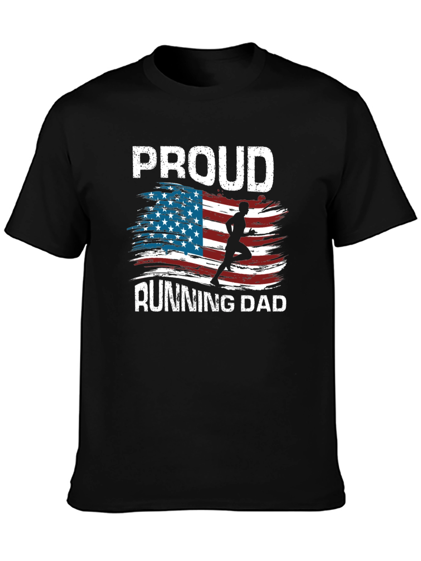 Proud Running Dad T-Shirt Patriotic USA Flag Runner Tee