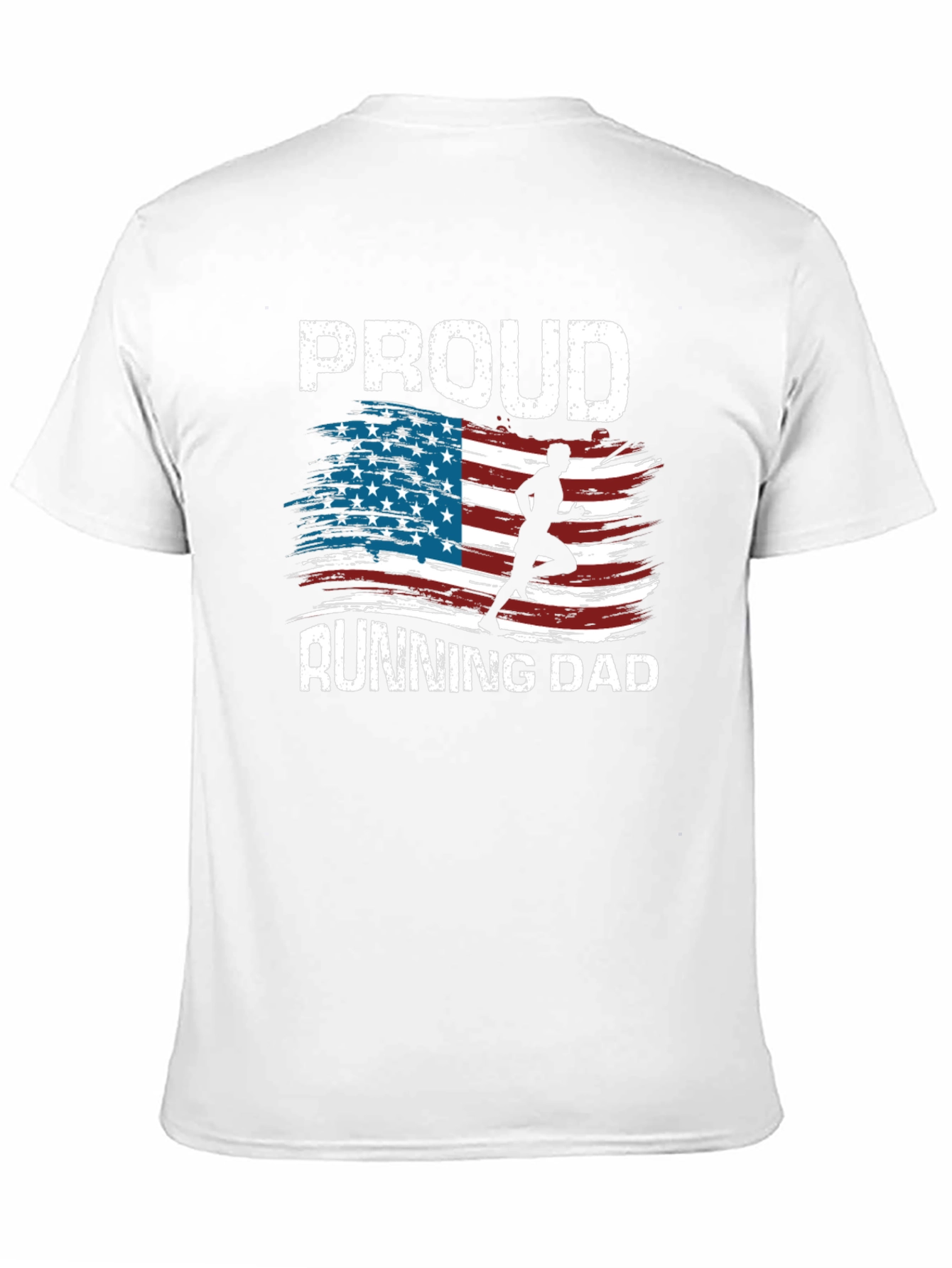 Proud Running Dad T-Shirt Patriotic USA Flag Runner Tee