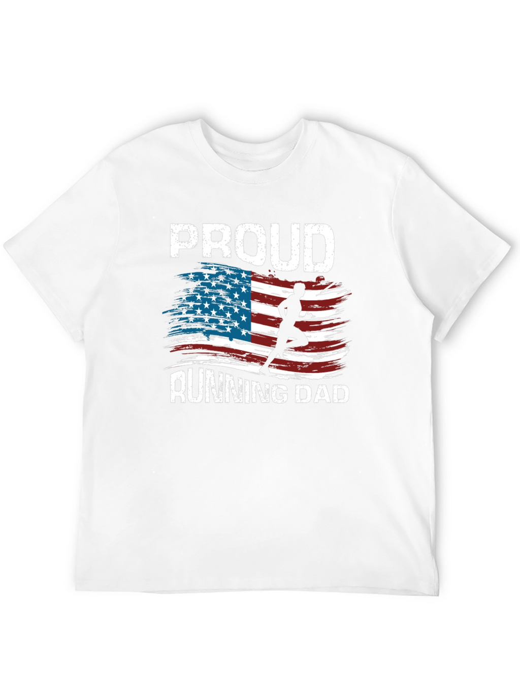 Proud Running Dad T-Shirt Patriotic USA Flag Runner Tee