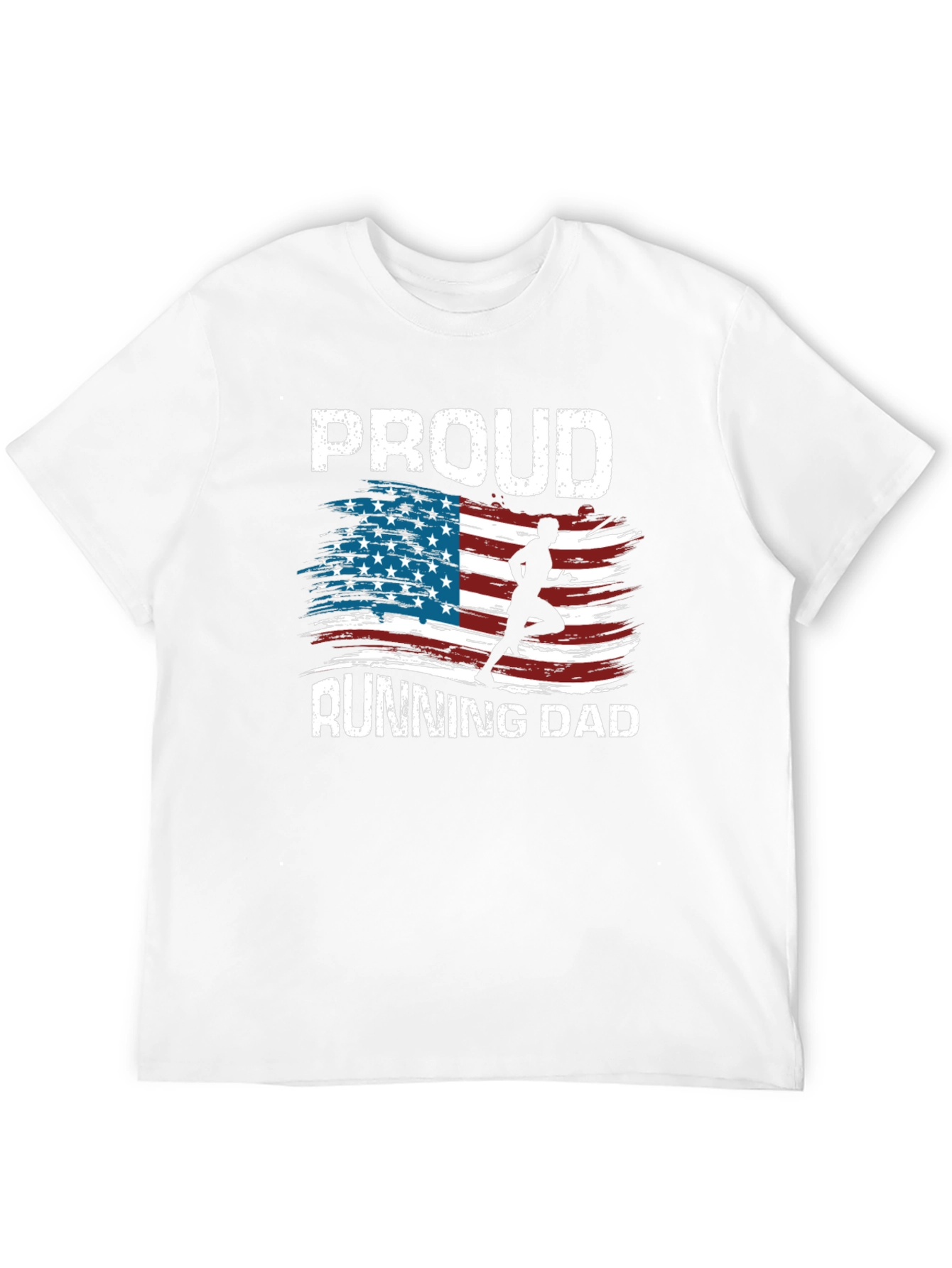 Proud Running Dad T-Shirt Patriotic USA Flag Runner Tee