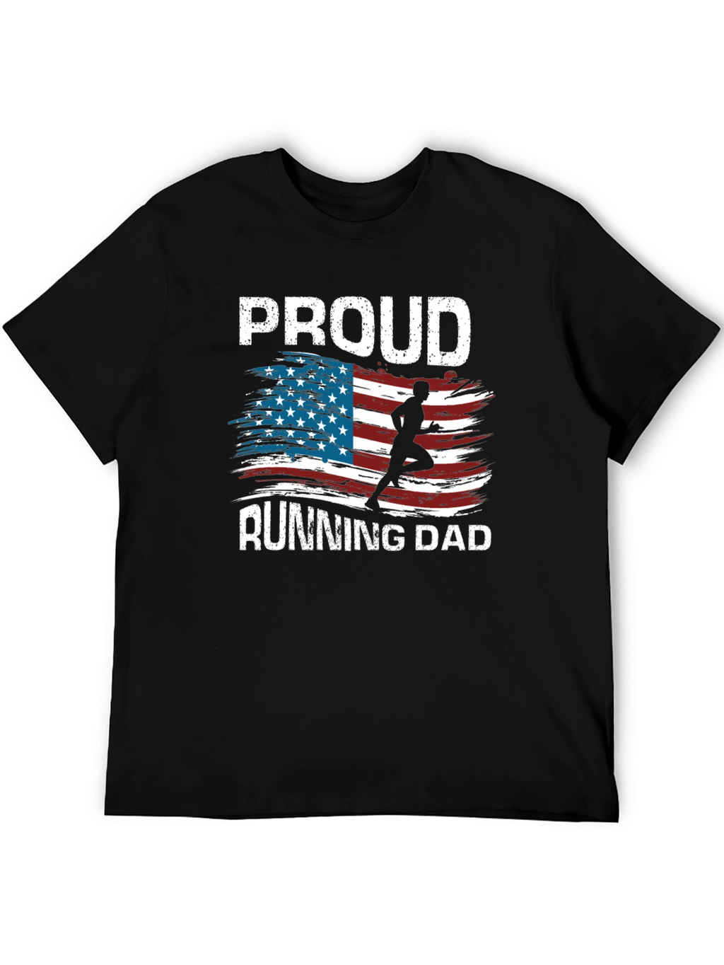 Proud Running Dad T-Shirt Patriotic USA Flag Runner Tee