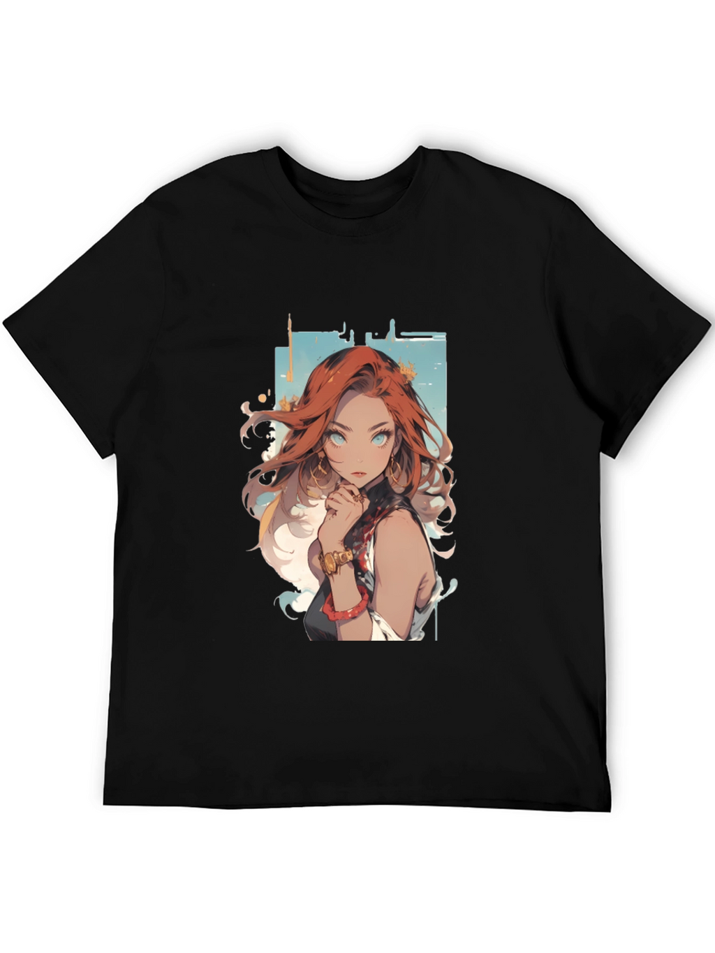 Anime Girl Graphic Tee - Black T-Shirt
