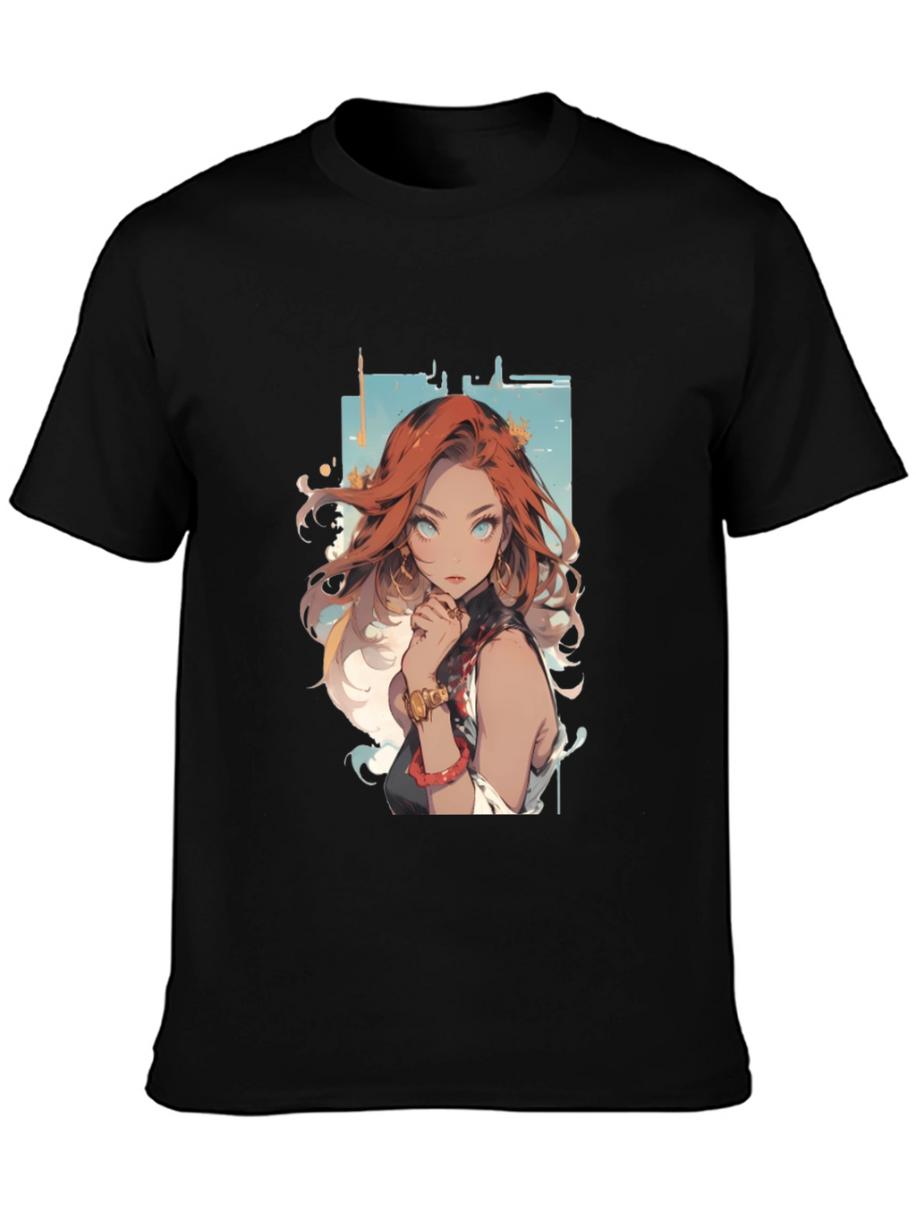 Anime Girl Graphic Tee - Black T-Shirt