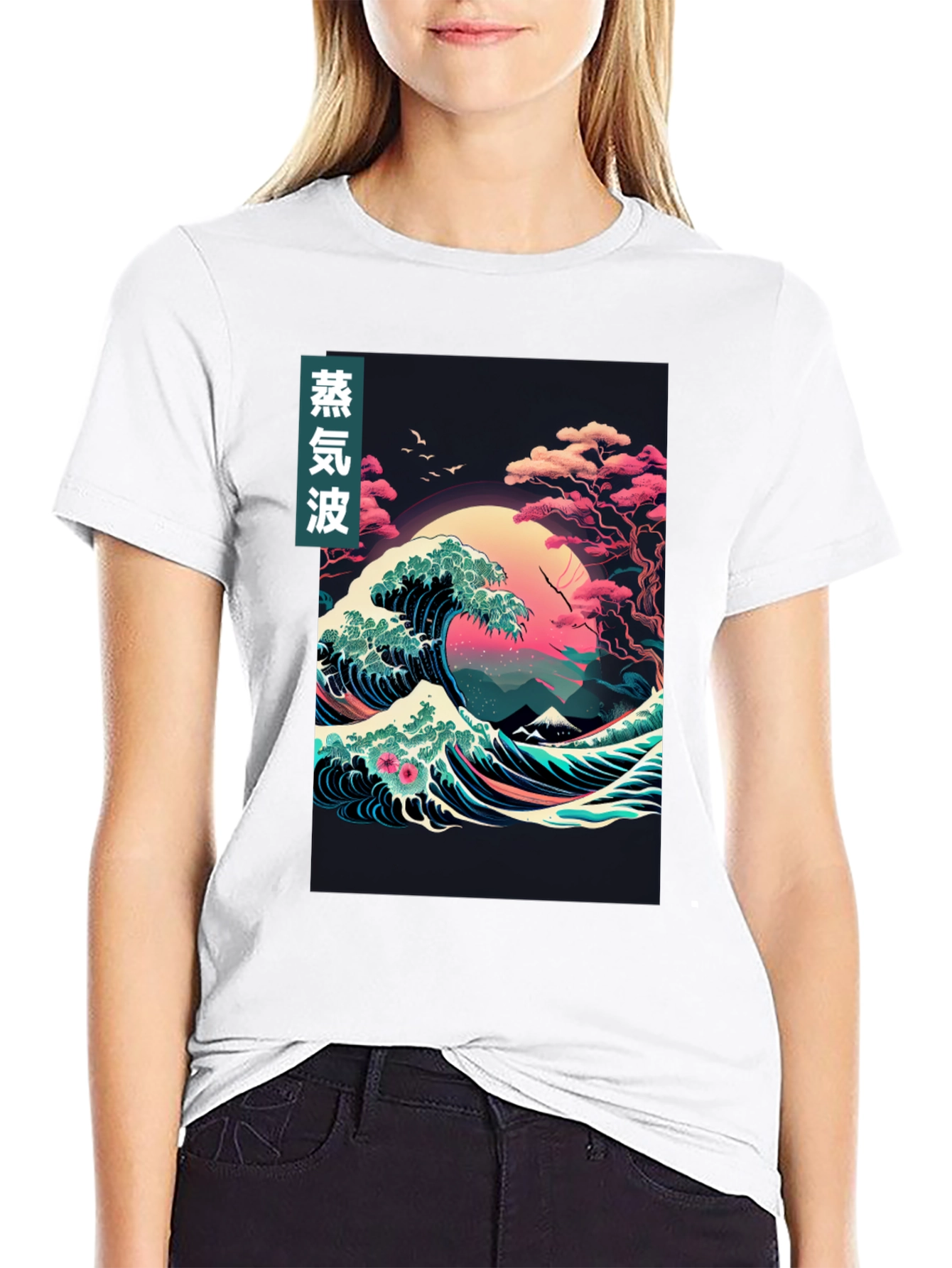 Vaporwave Great Wave Graphic Tee