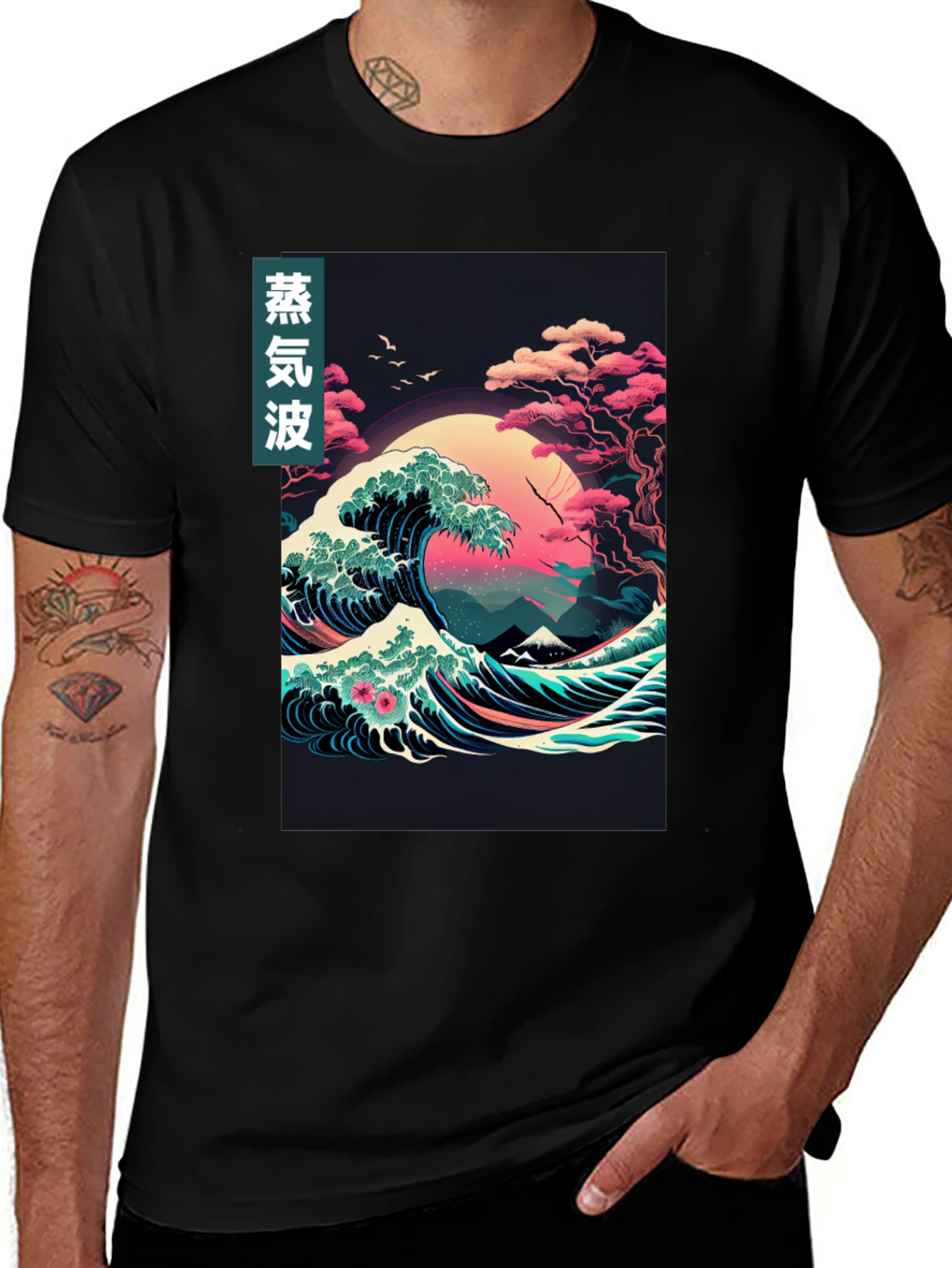 Vaporwave Great Wave Graphic Tee
