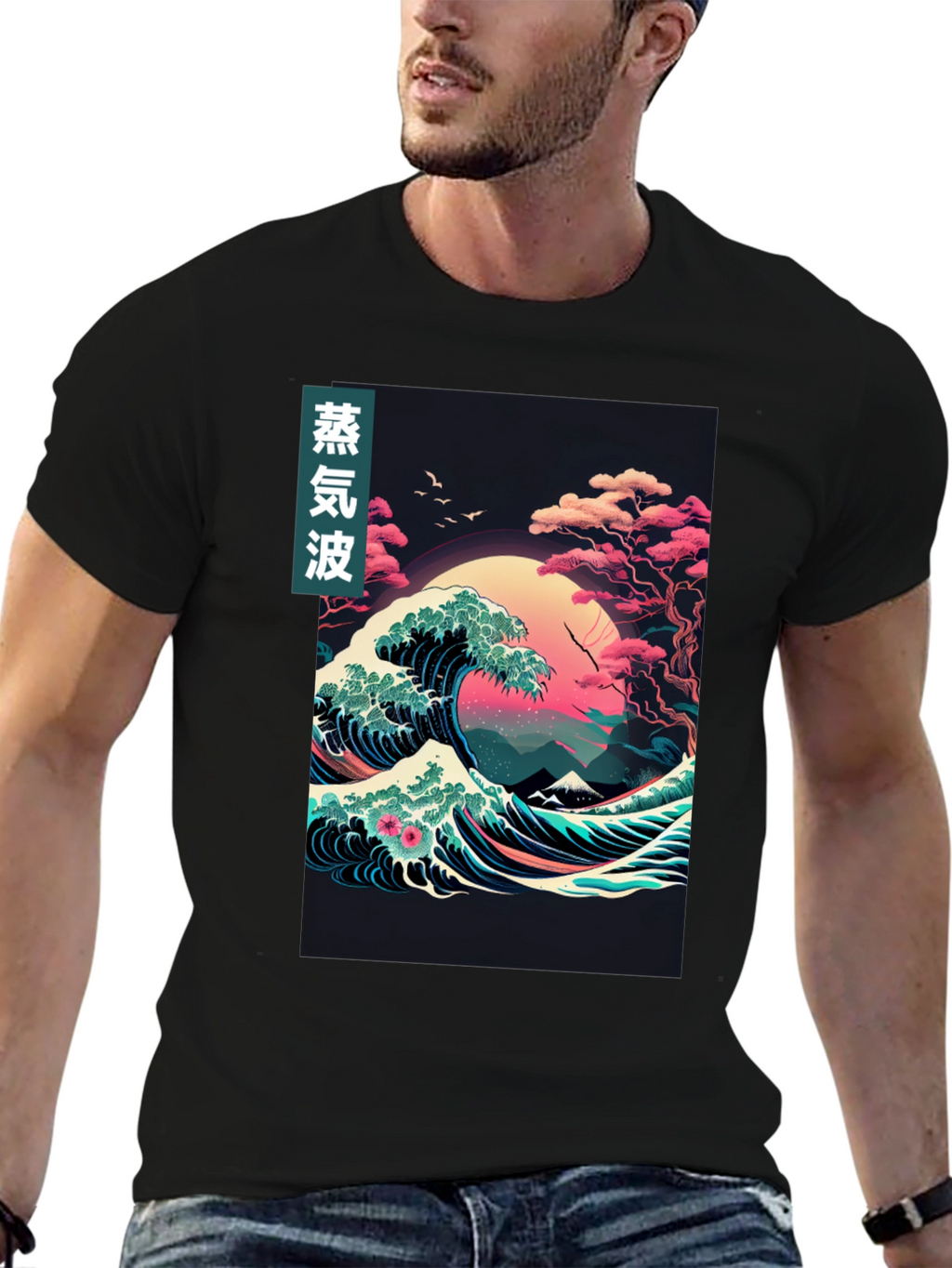 Vaporwave Great Wave Graphic Tee