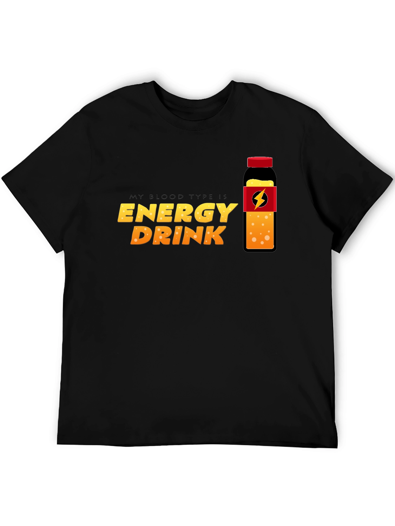 Energy Drink Blood Type T-Shirt - Black Crew Neck Tee