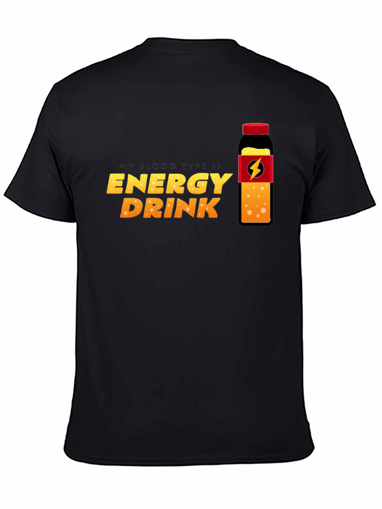 Energy Drink Blood Type T-Shirt - Black Crew Neck Tee