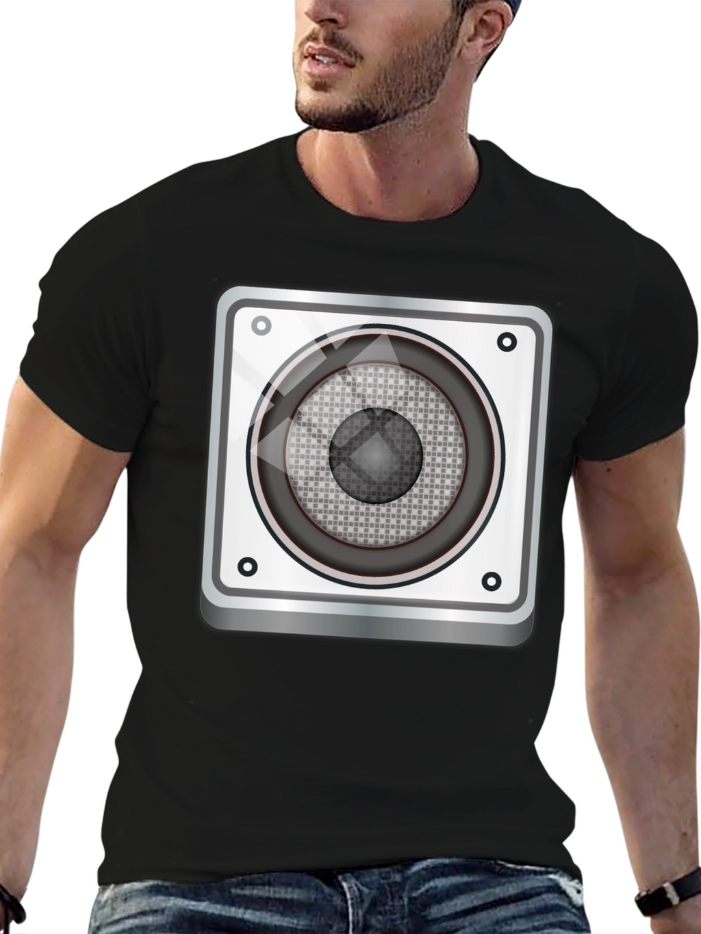 Speaker Graphic Tee - Black Cotton Blend