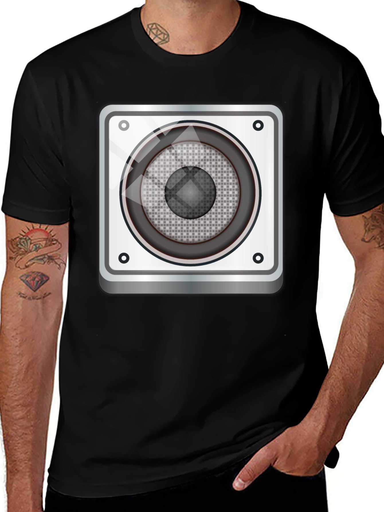 Speaker Graphic Tee - Black Cotton Blend
