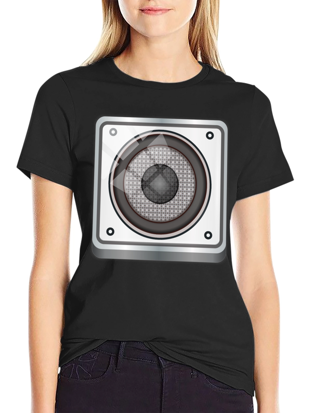 Speaker Graphic Tee - Black Cotton Blend