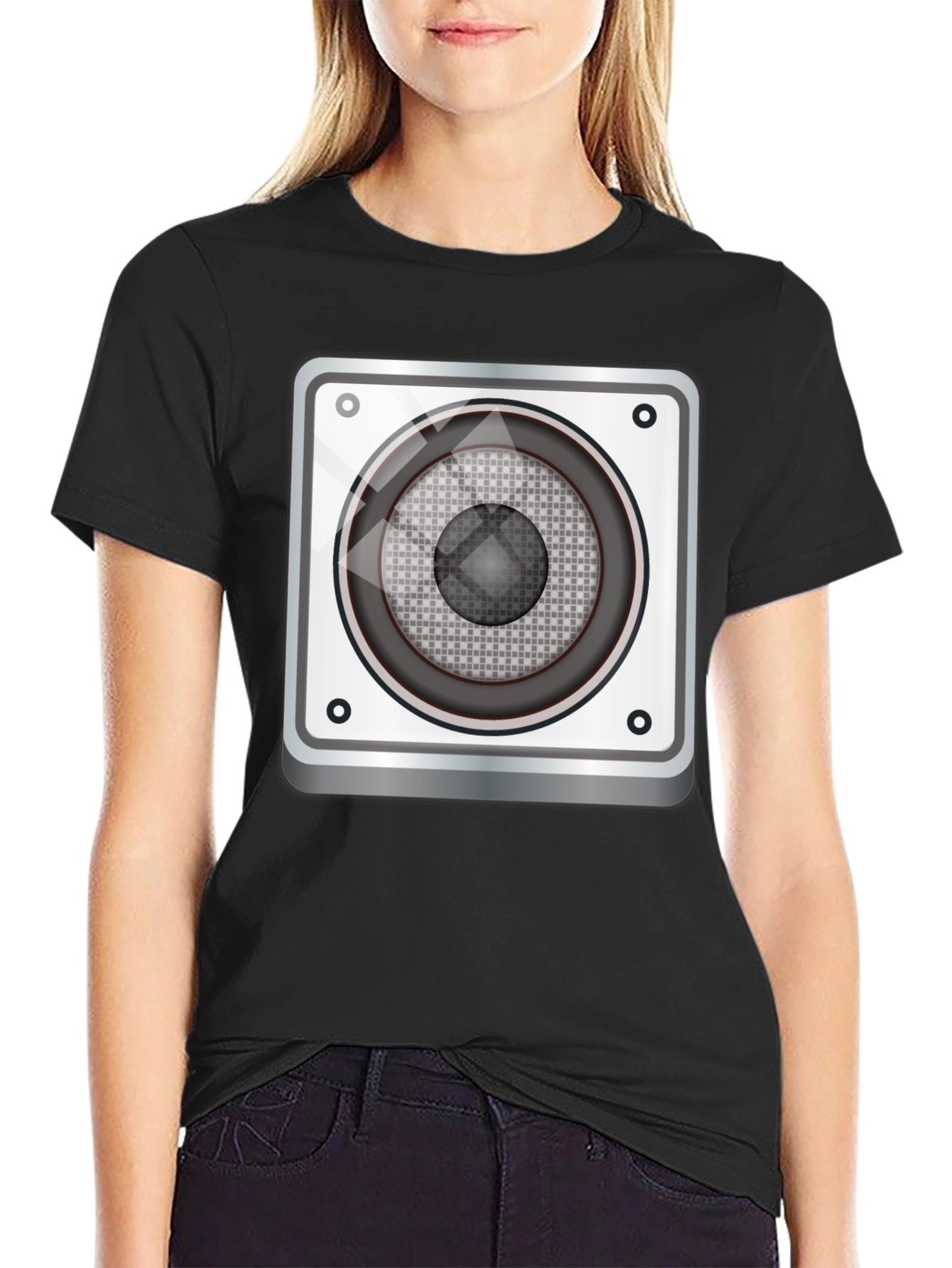 Speaker Graphic Tee - Black Cotton Blend