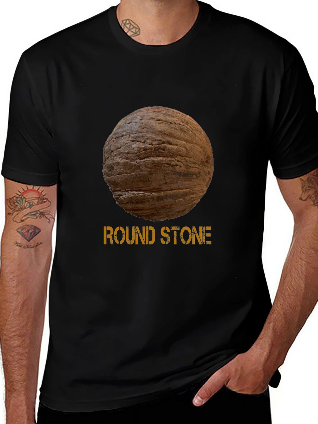 Round Stone Graphic Tee - Novelty Design