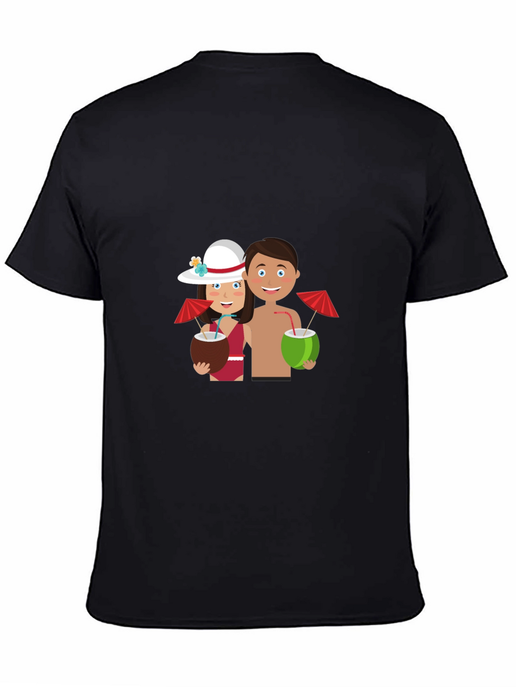 Tropical Getaway Graphic Tee - Black Casual Shirt