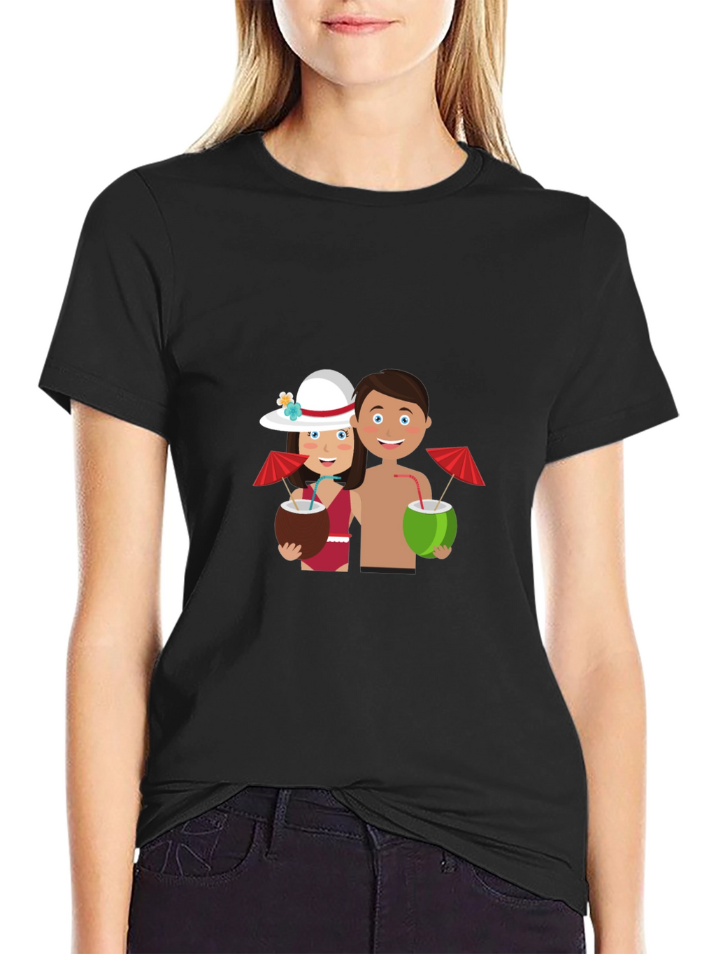 Tropical Getaway Graphic Tee - Black Casual Shirt
