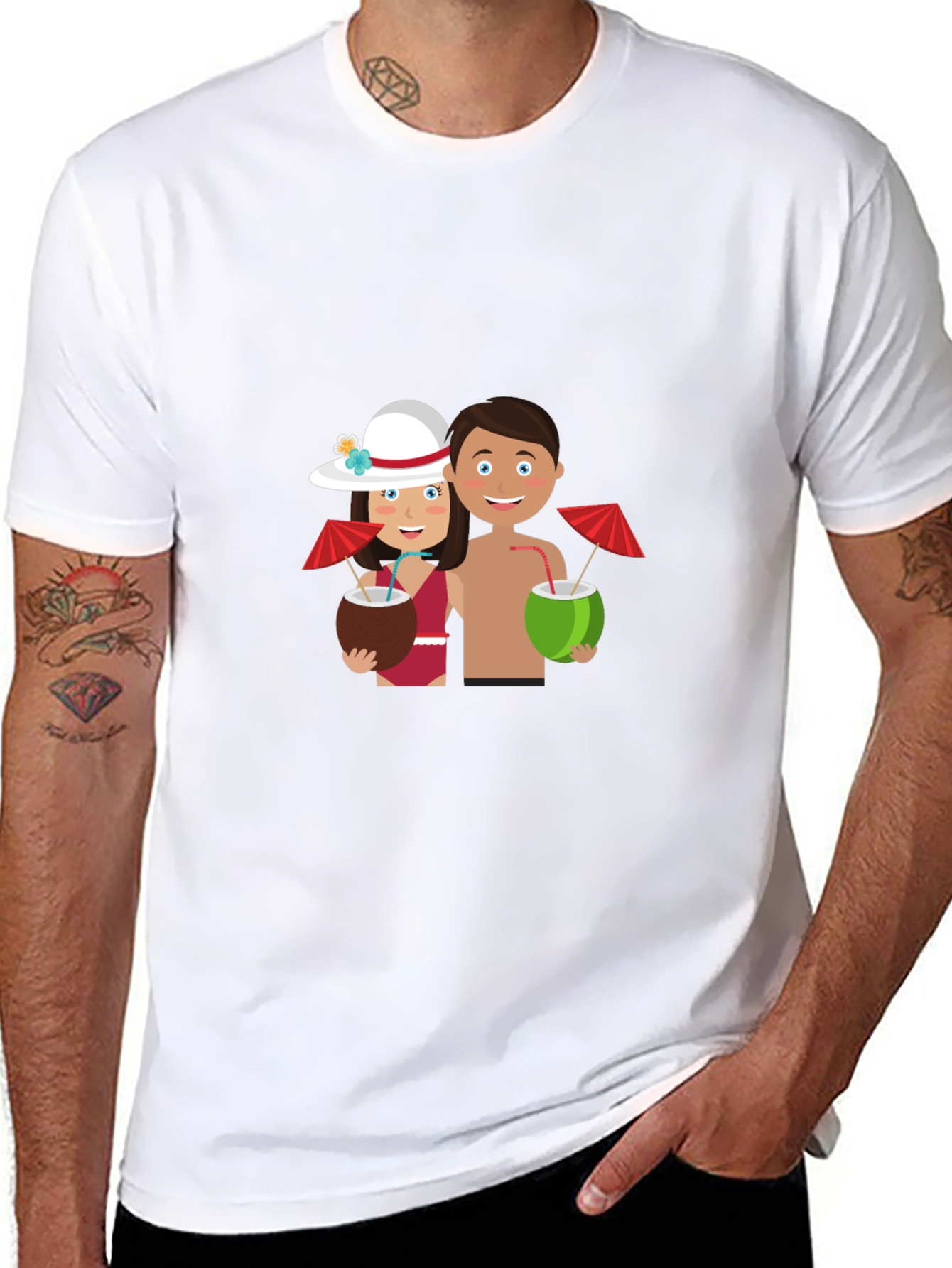 Tropical Getaway Graphic Tee - Black Casual Shirt