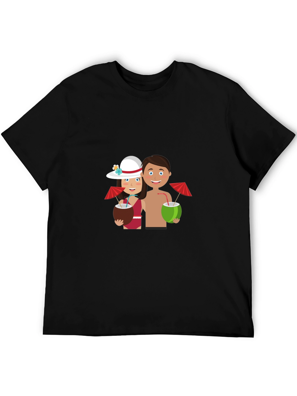 Tropical Getaway Graphic Tee - Black Casual Shirt