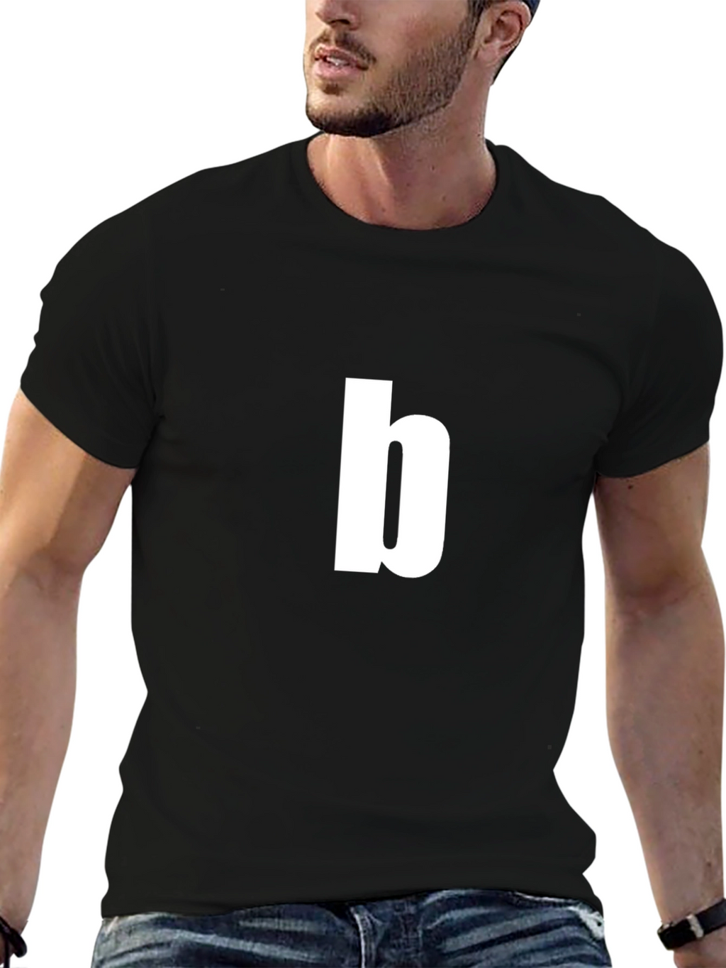 Lowercase b Graphic Tee - Black Cotton T-Shirt