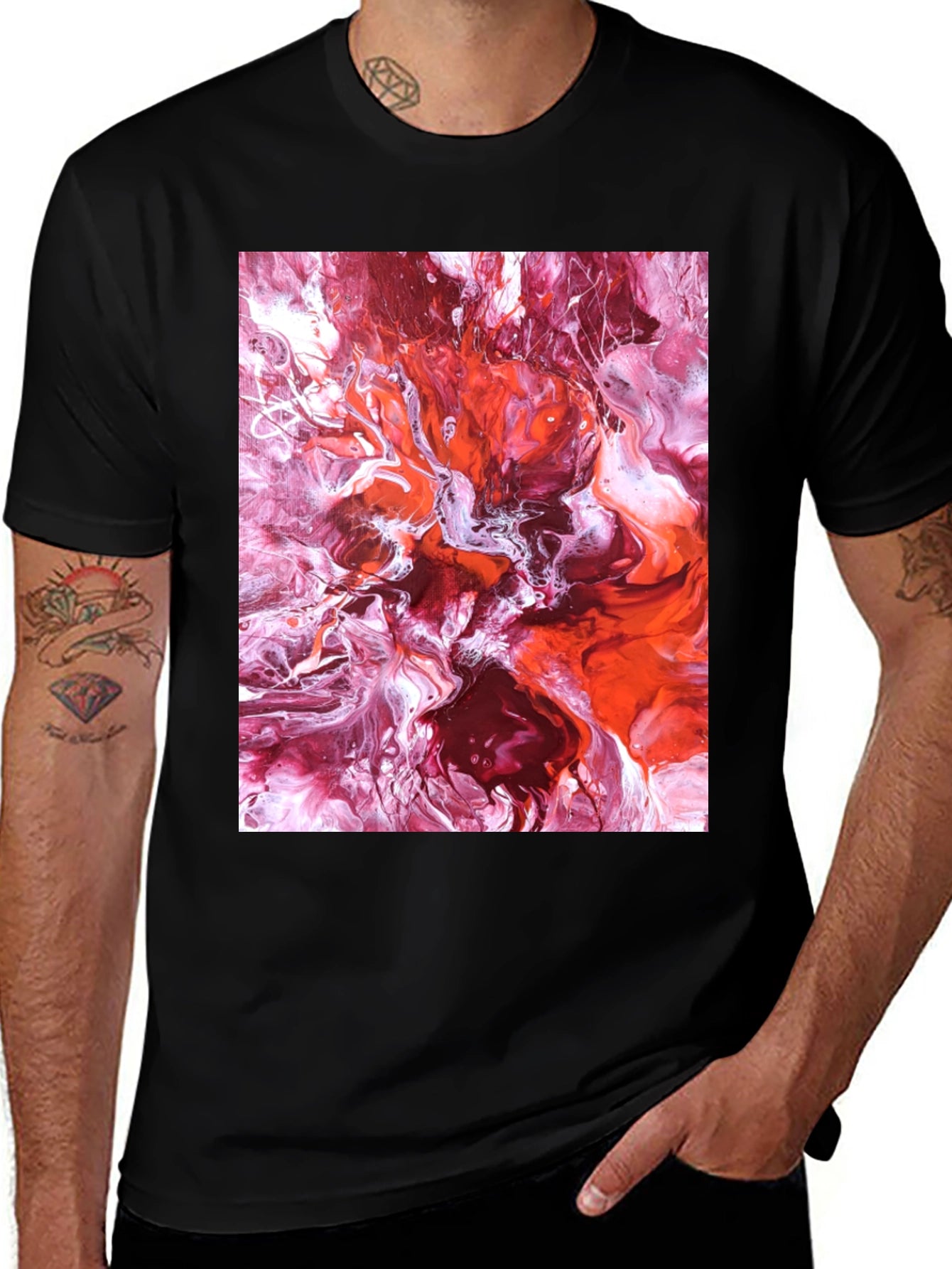 Abstract Fluid Art Black T-Shirt