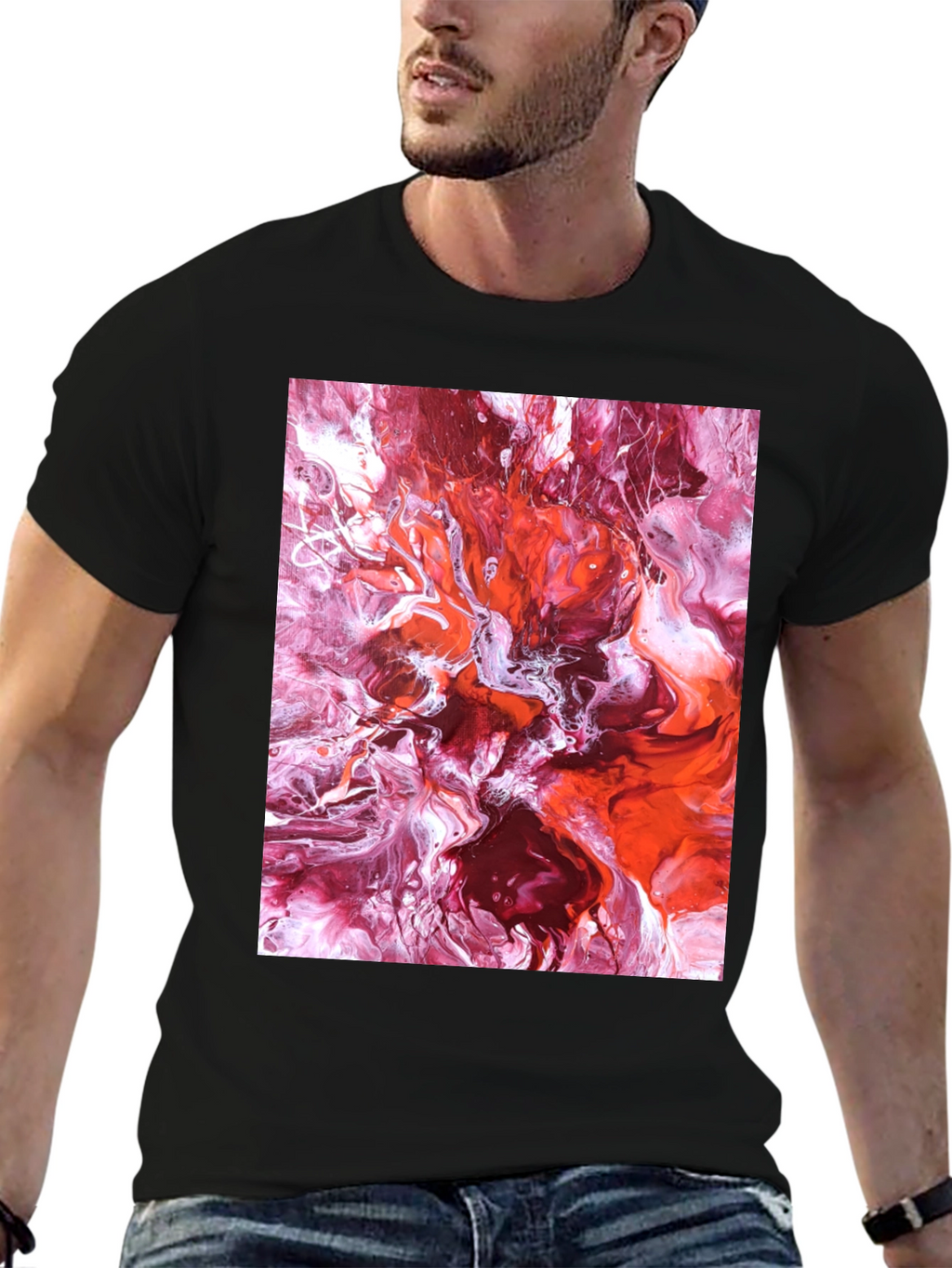 Abstract Fluid Art Black T-Shirt