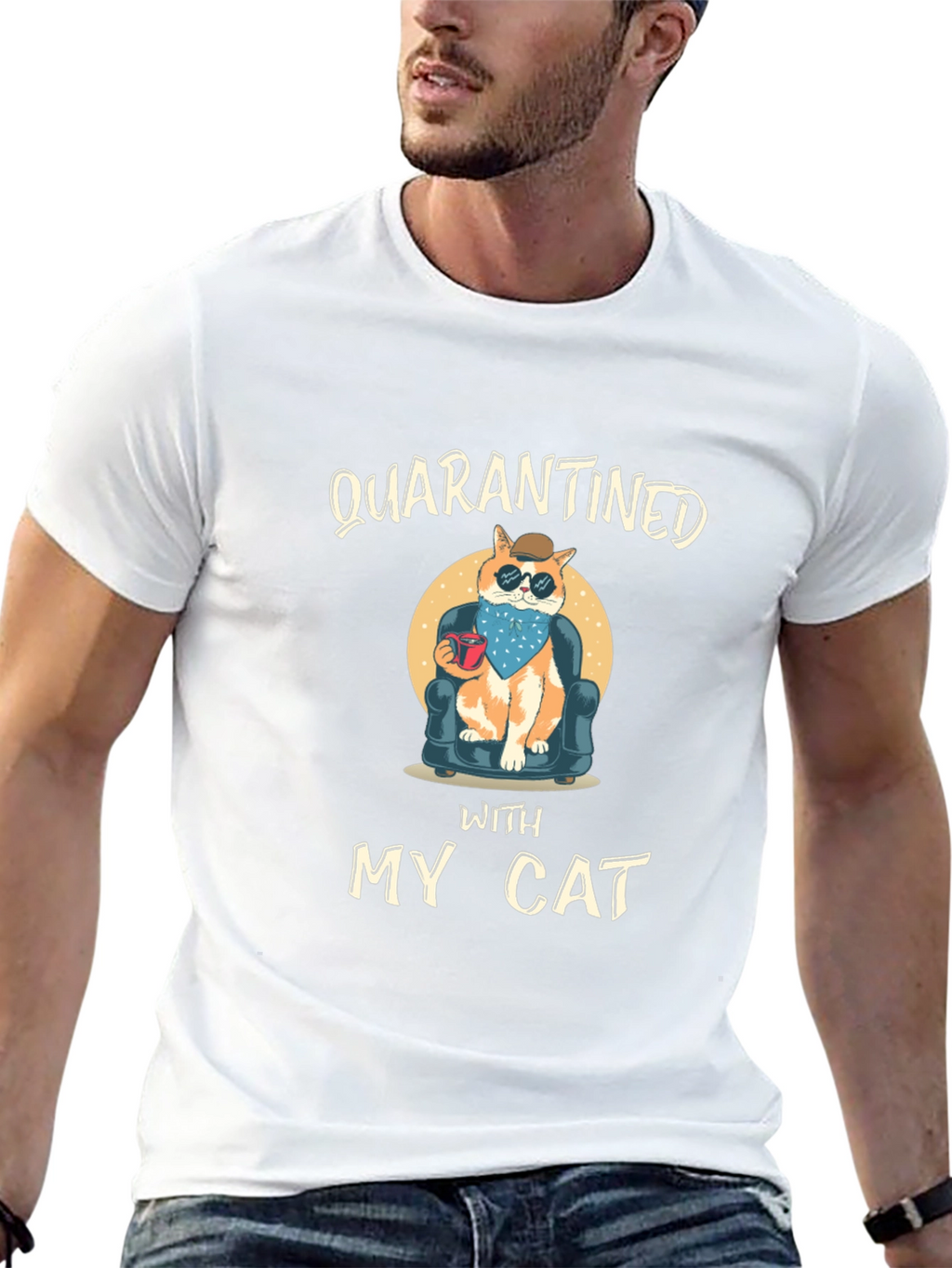 Quarantined With My Cat Black T-Shirt