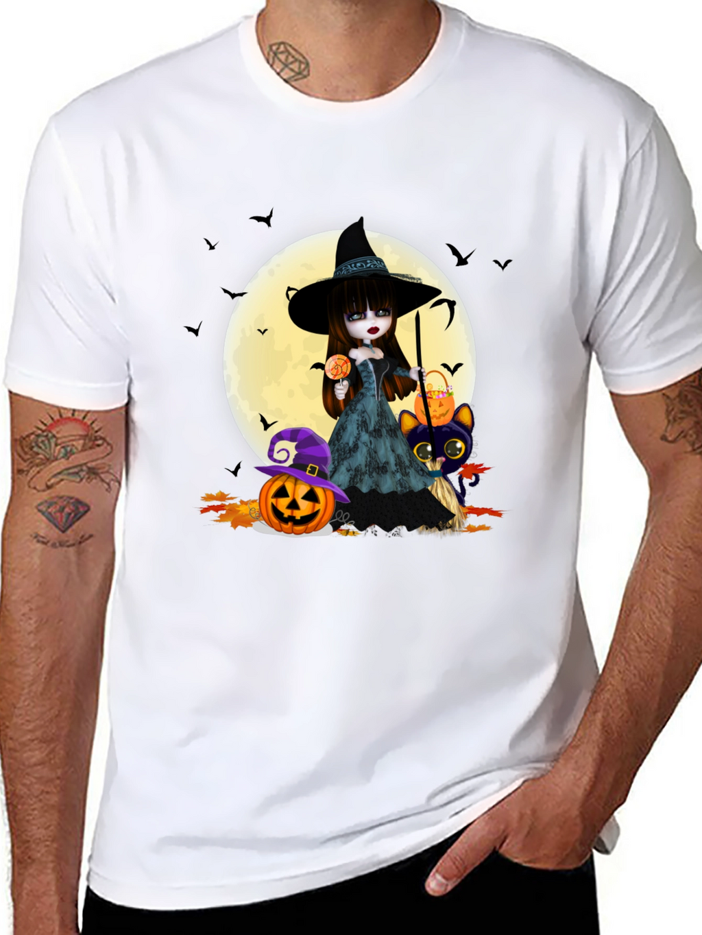 Halloween Witch & Cat T-Shirt