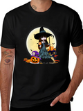 Halloween Witch & Cat T-Shirt