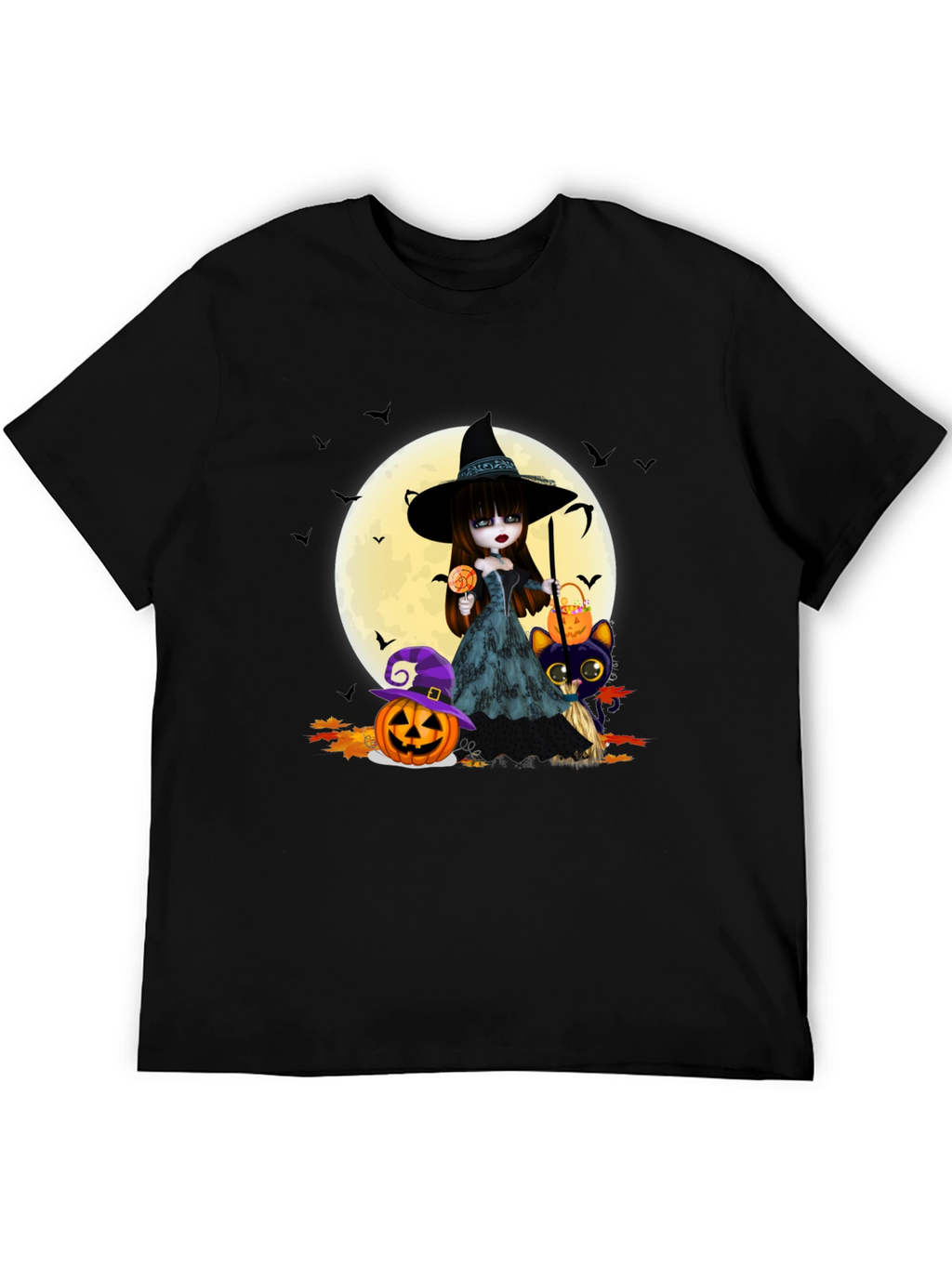 Halloween Witch & Cat T-Shirt