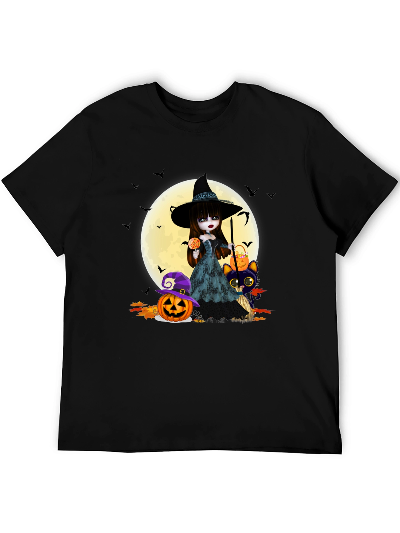 Halloween Witch & Cat T-Shirt