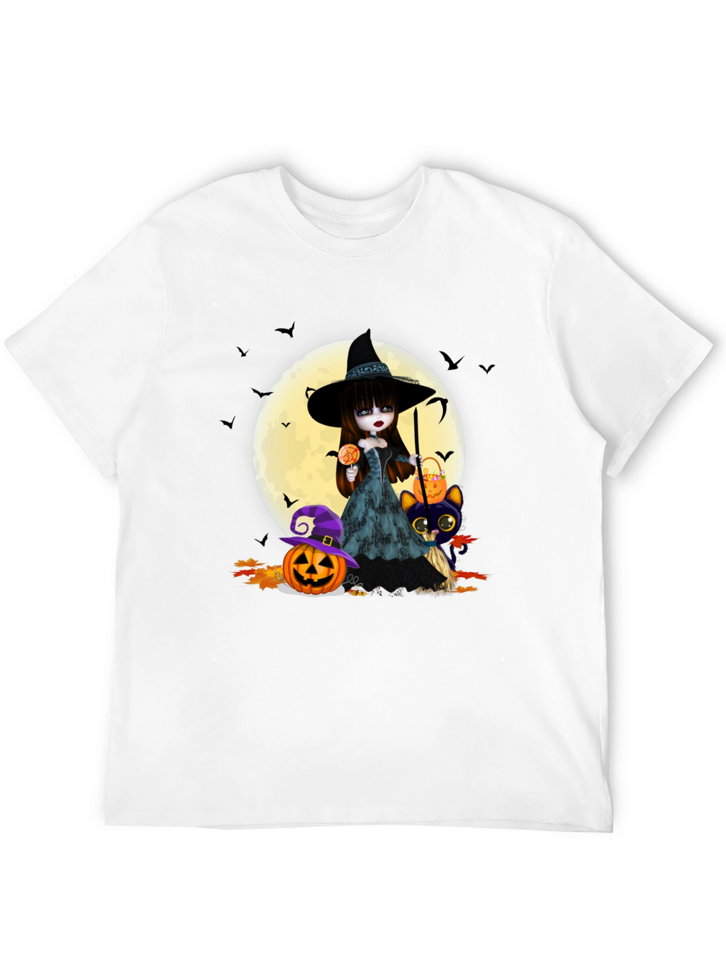 Halloween Witch & Cat T-Shirt