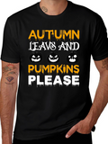 Autumn Leaves Pumpkins Please Graphic T-Shirt