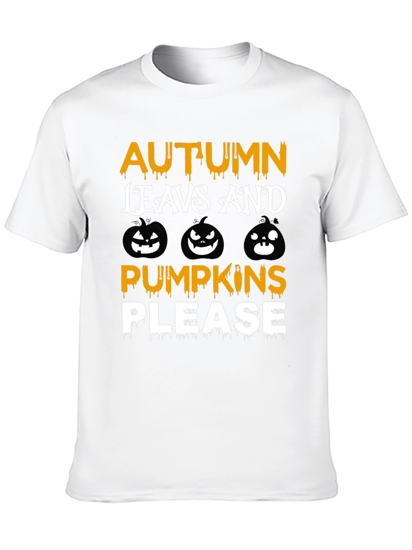 Autumn Leaves Pumpkins Please Graphic T-Shirt