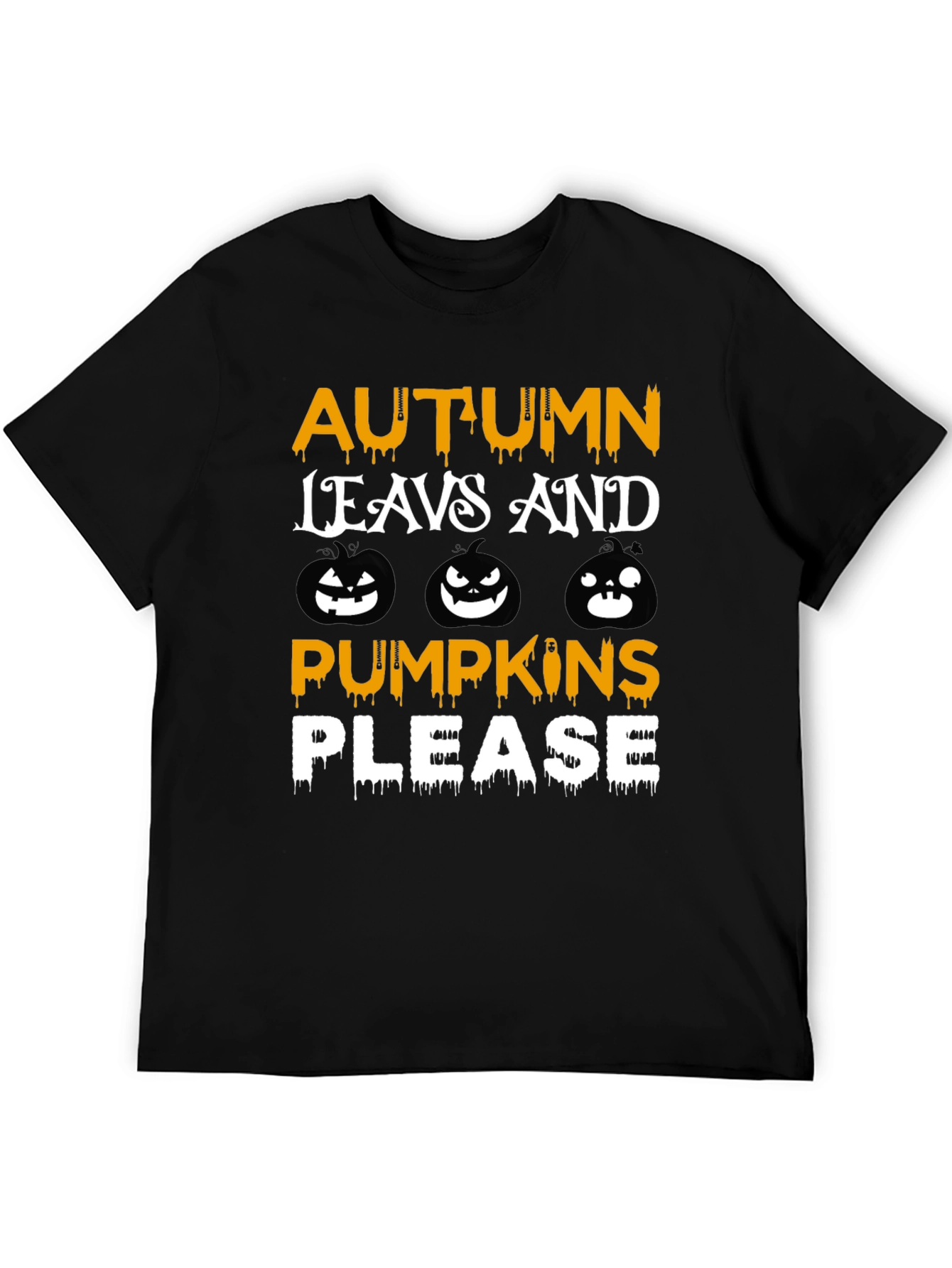 Autumn Leaves Pumpkins Please Graphic T-Shirt