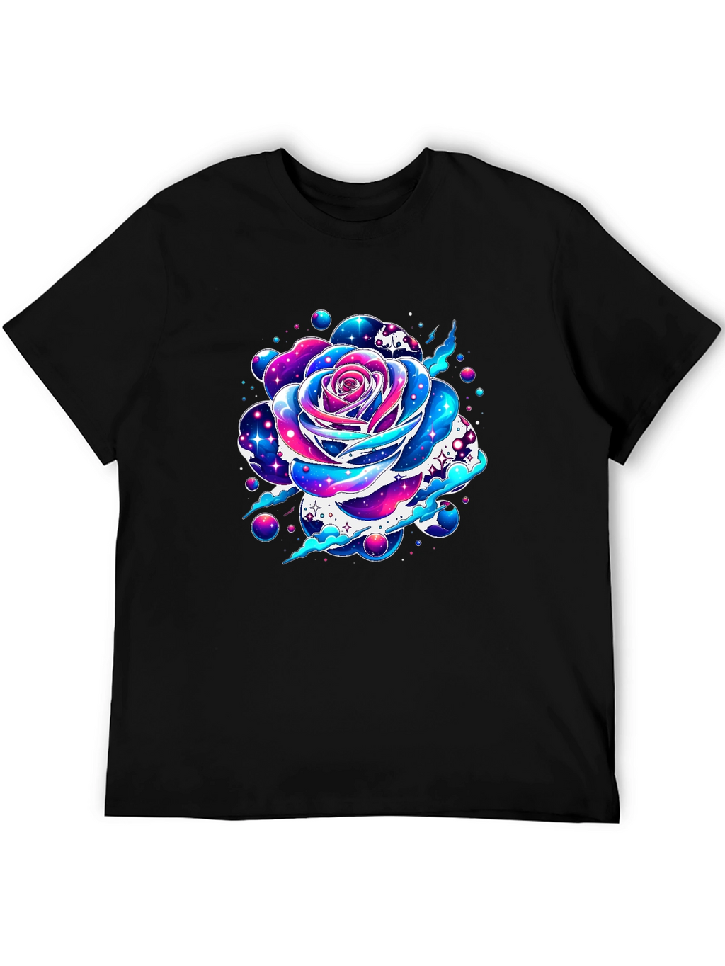 Galaxy Rose Graphic Tee - Unique Space Flower Design