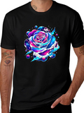 Galaxy Rose Graphic Tee - Unique Space Flower Design