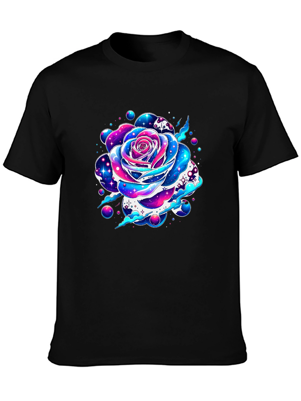 Galaxy Rose Graphic Tee - Unique Space Flower Design