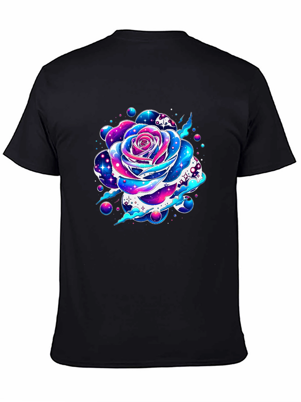 Galaxy Rose Graphic Tee - Unique Space Flower Design