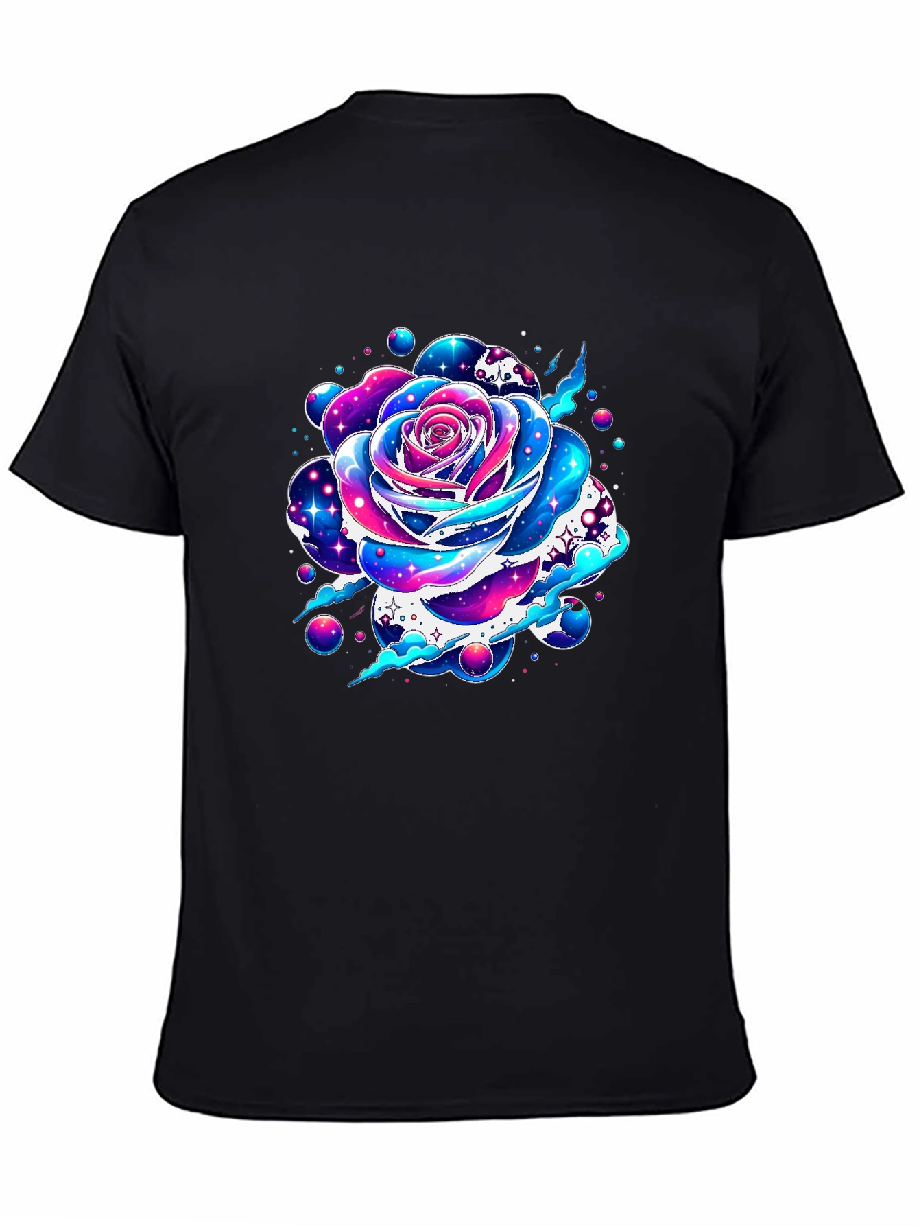 Galaxy Rose Graphic Tee - Unique Space Flower Design