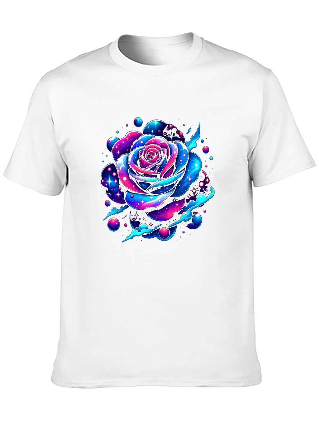 Galaxy Rose Graphic Tee - Unique Space Flower Design