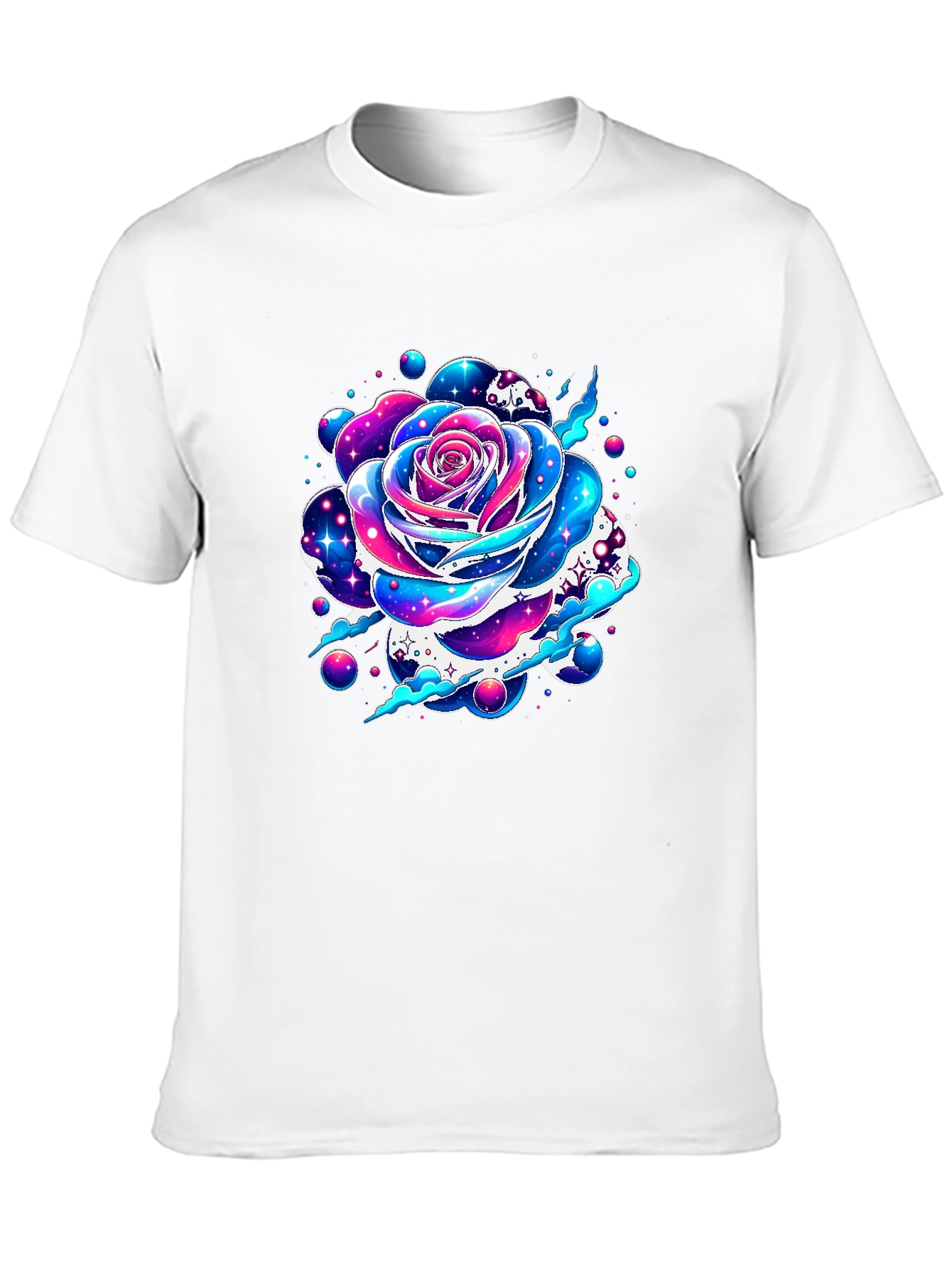 Galaxy Rose Graphic Tee - Unique Space Flower Design
