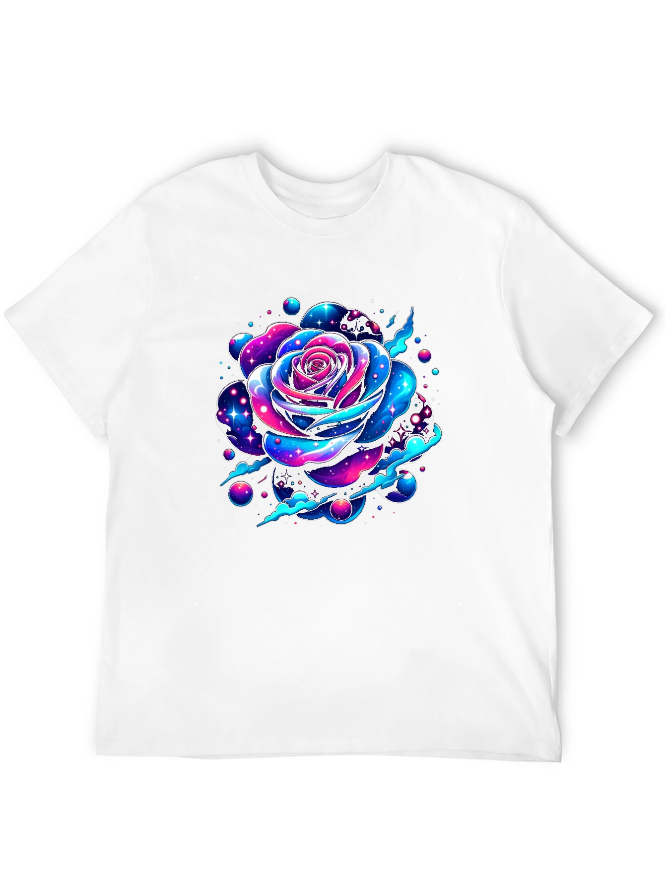 Galaxy Rose Graphic Tee - Unique Space Flower Design