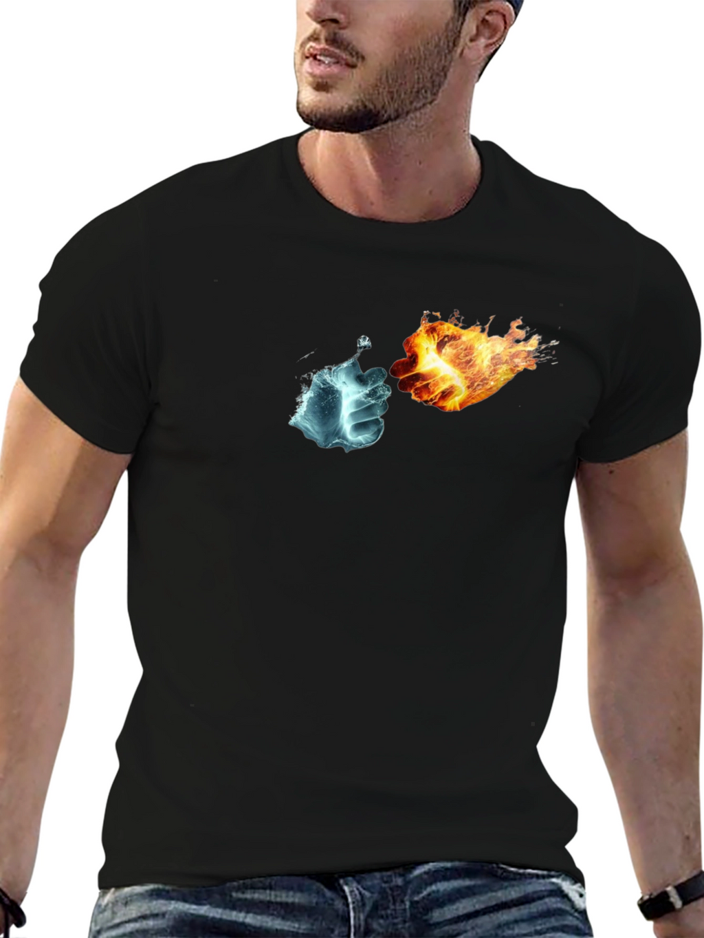 Fire & Ice Fist Black T-Shirt