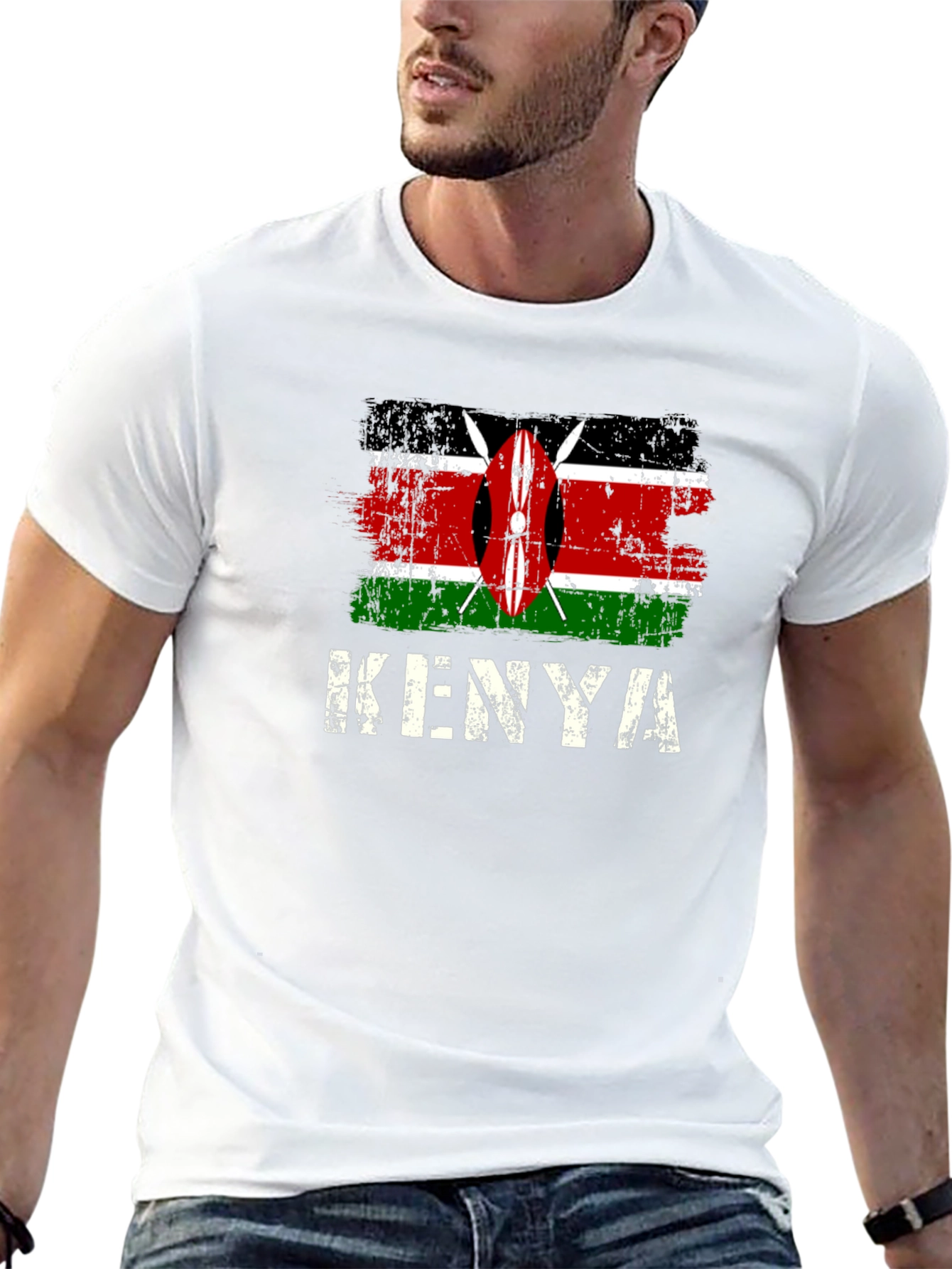 Kenya Flag T-Shirt - Distressed Design