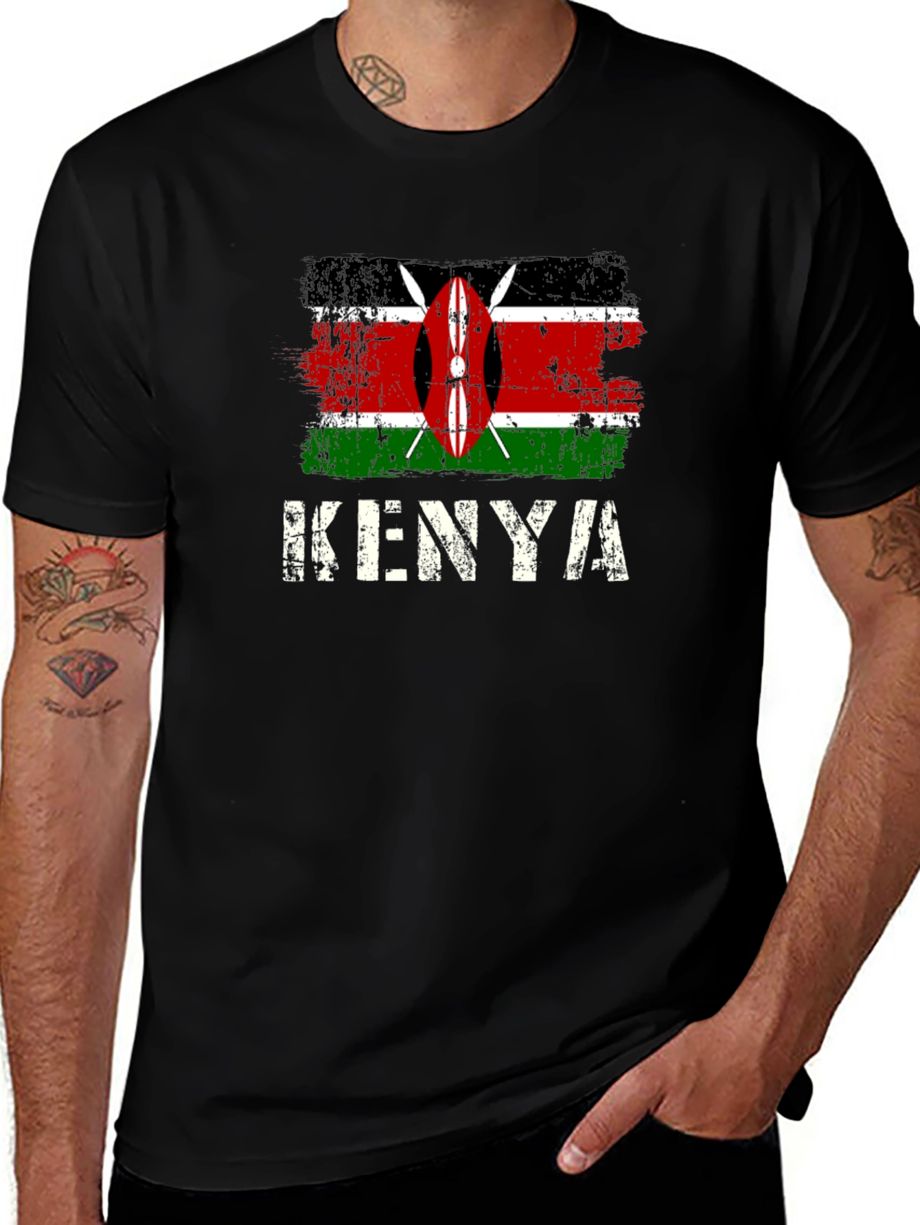 Kenya Flag T-Shirt - Distressed Design
