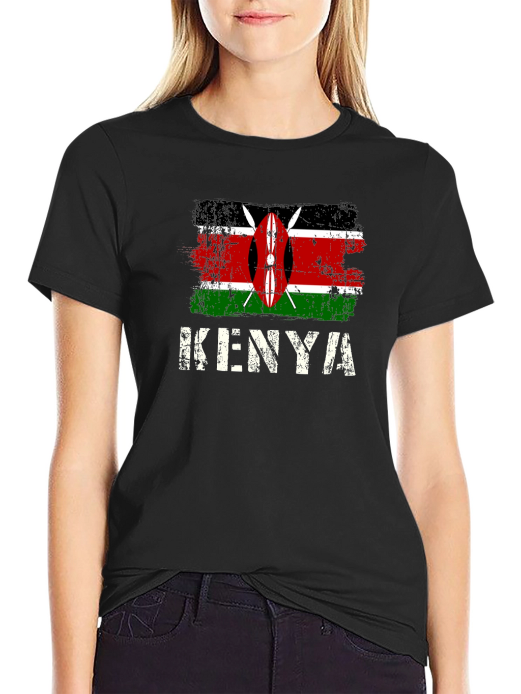 Kenya Flag T-Shirt - Distressed Design
