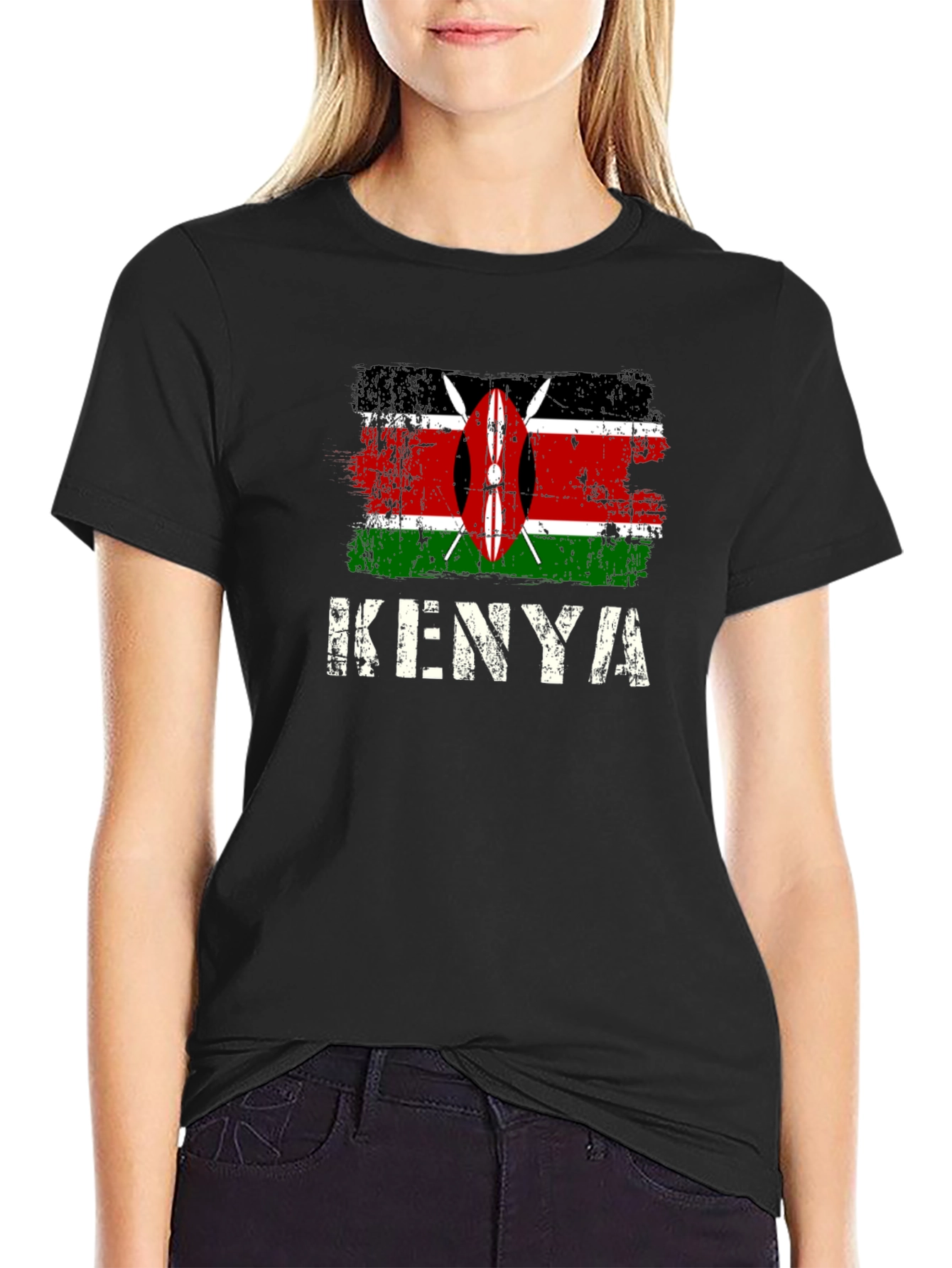 Kenya Flag T-Shirt - Distressed Design