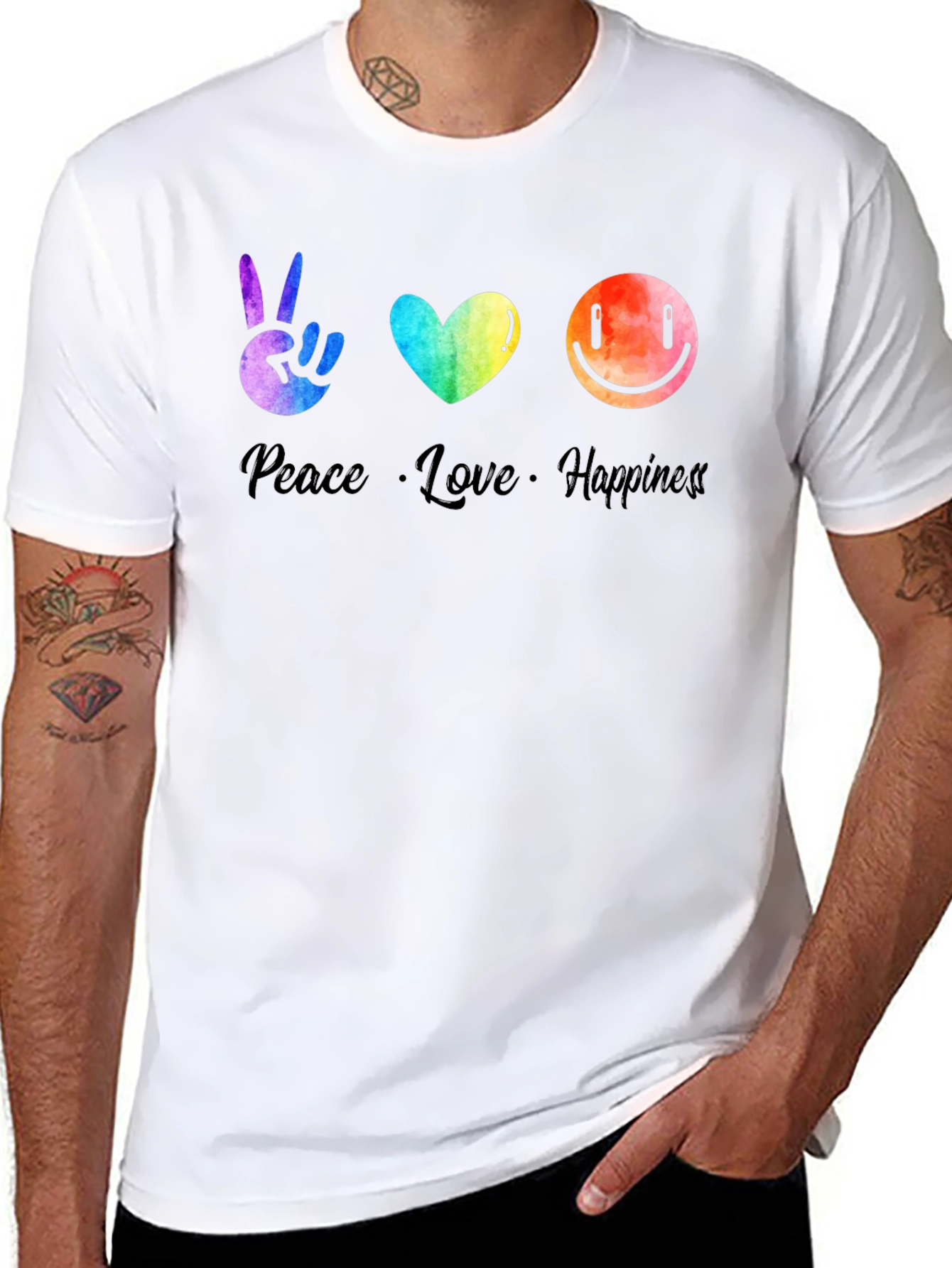 Peace Love Happiness Graphic T-Shirt